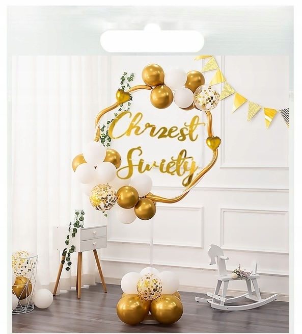 

Chrzest Święty Zestaw Stojak Baner balony złote