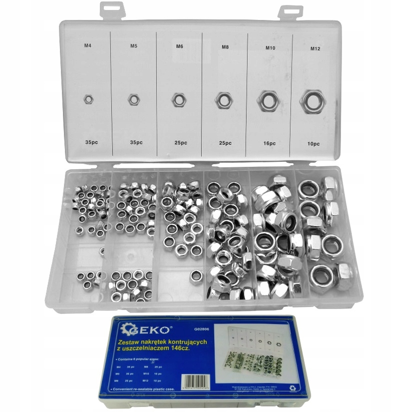 Nakrętki Samokontrujące M4 M5 M6 M8 M10 M12 Zestaw Nakrętek Kontrujących