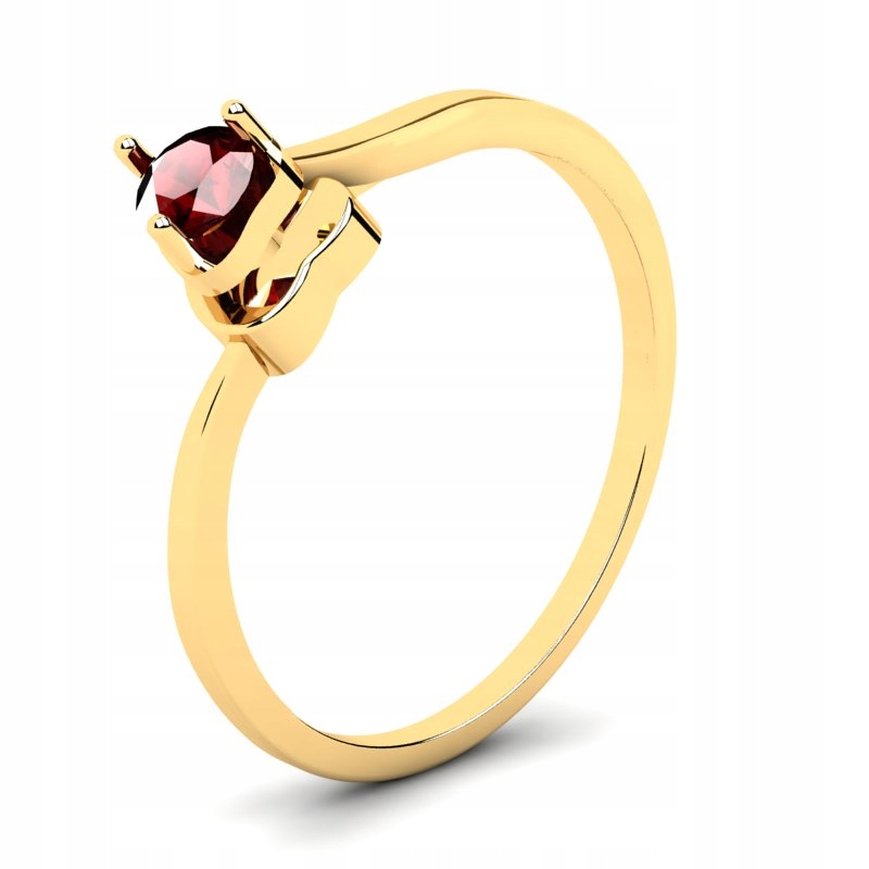 

Pierścionek Złoty Serce Z Bordową Cyrkonią