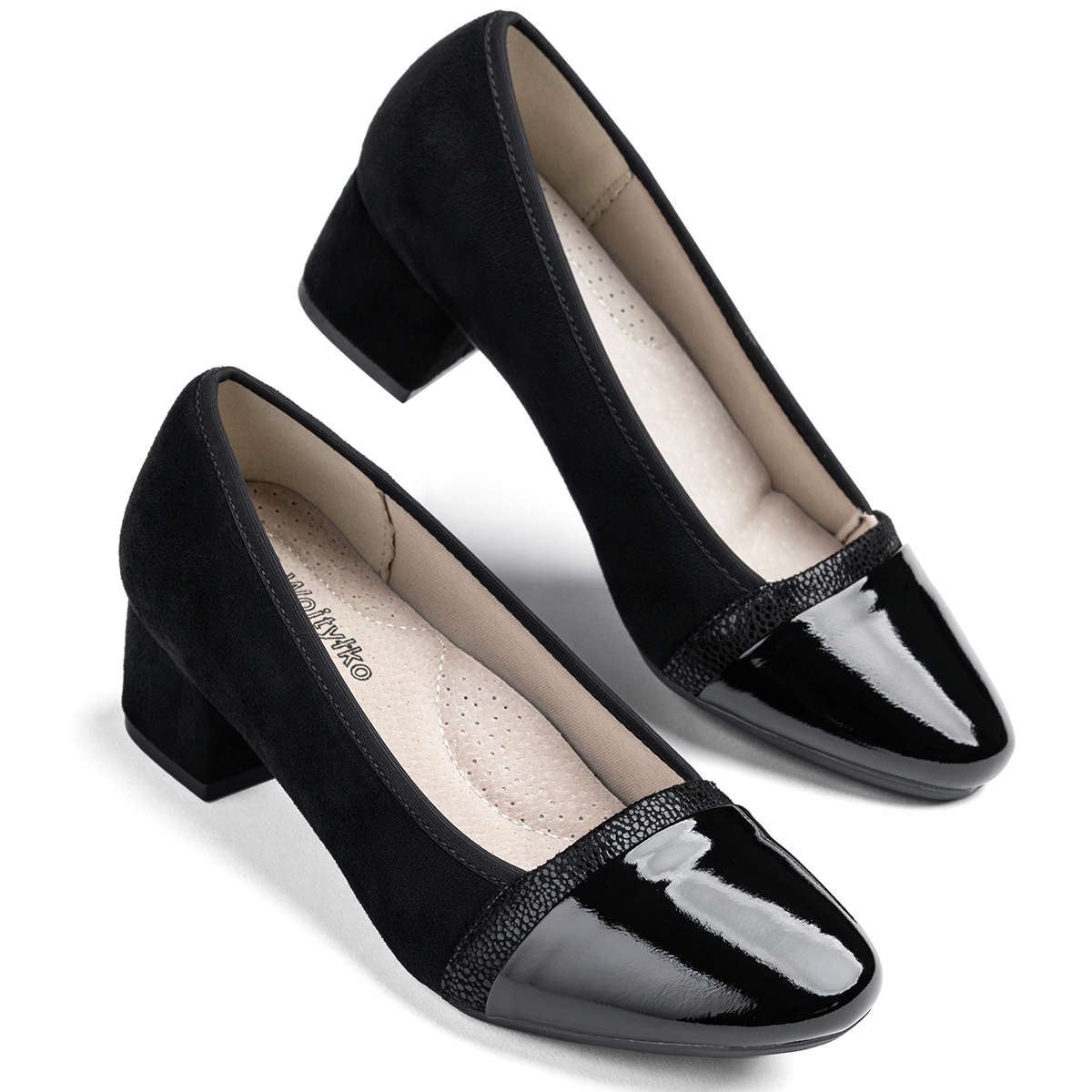 Lodičky na podpatku z kůže, polobotky stabilní, pohodlné, lehké Wojtyłko 37