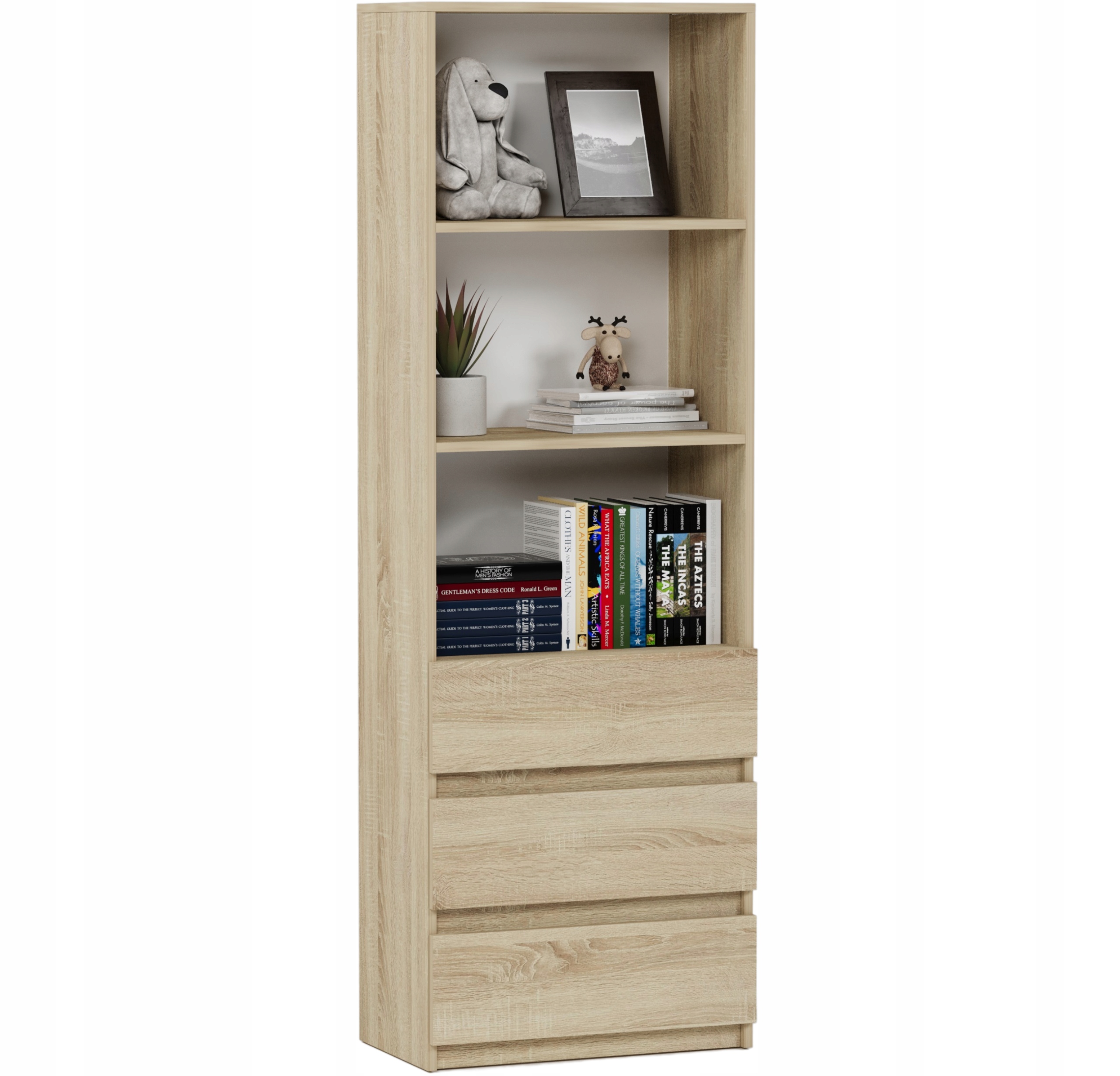 Kancelářský Regál Na Knihy 3 Zásuvky 3 Půl Sonoma B-3