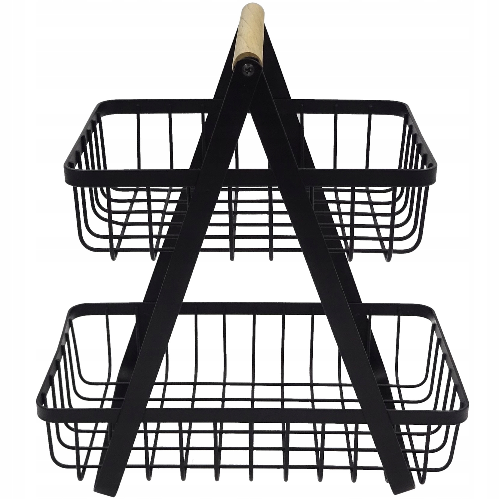 KOSZYK KOSZ NA OWOCE WARZYWA PRZYPRAWY METALOWY CZARNY 2 POZIOMY PATERA Pojemność 4 l