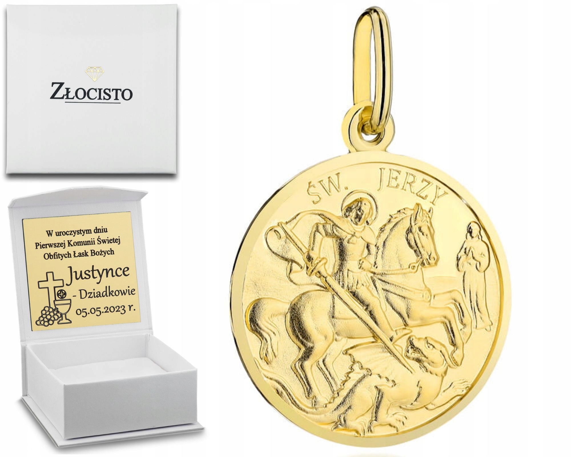 Zlatý Medailonek Přívěsek Svatý Jiří 585 Gravírování