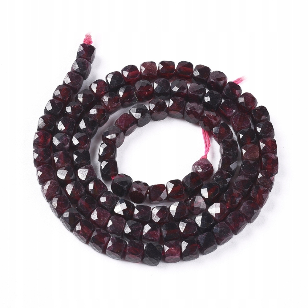 Korálky Přírodní Granátové jablko, Kostka, 4~4.5x4~4.5x4~4.5mm, 83ks/37.5cm/nit