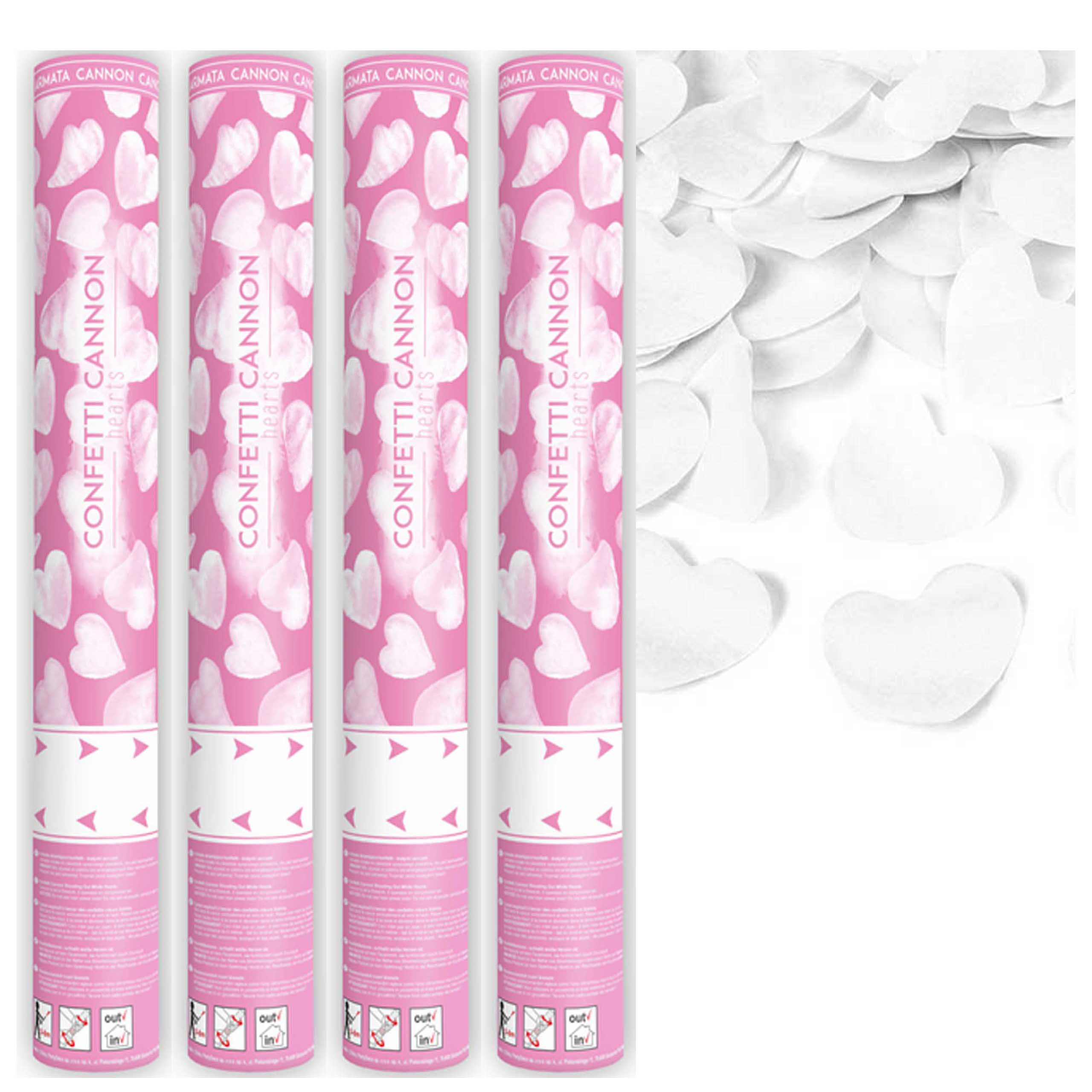 4x TUBY strzelające KONFETTI BIAŁE SERDUSZKA 40cm