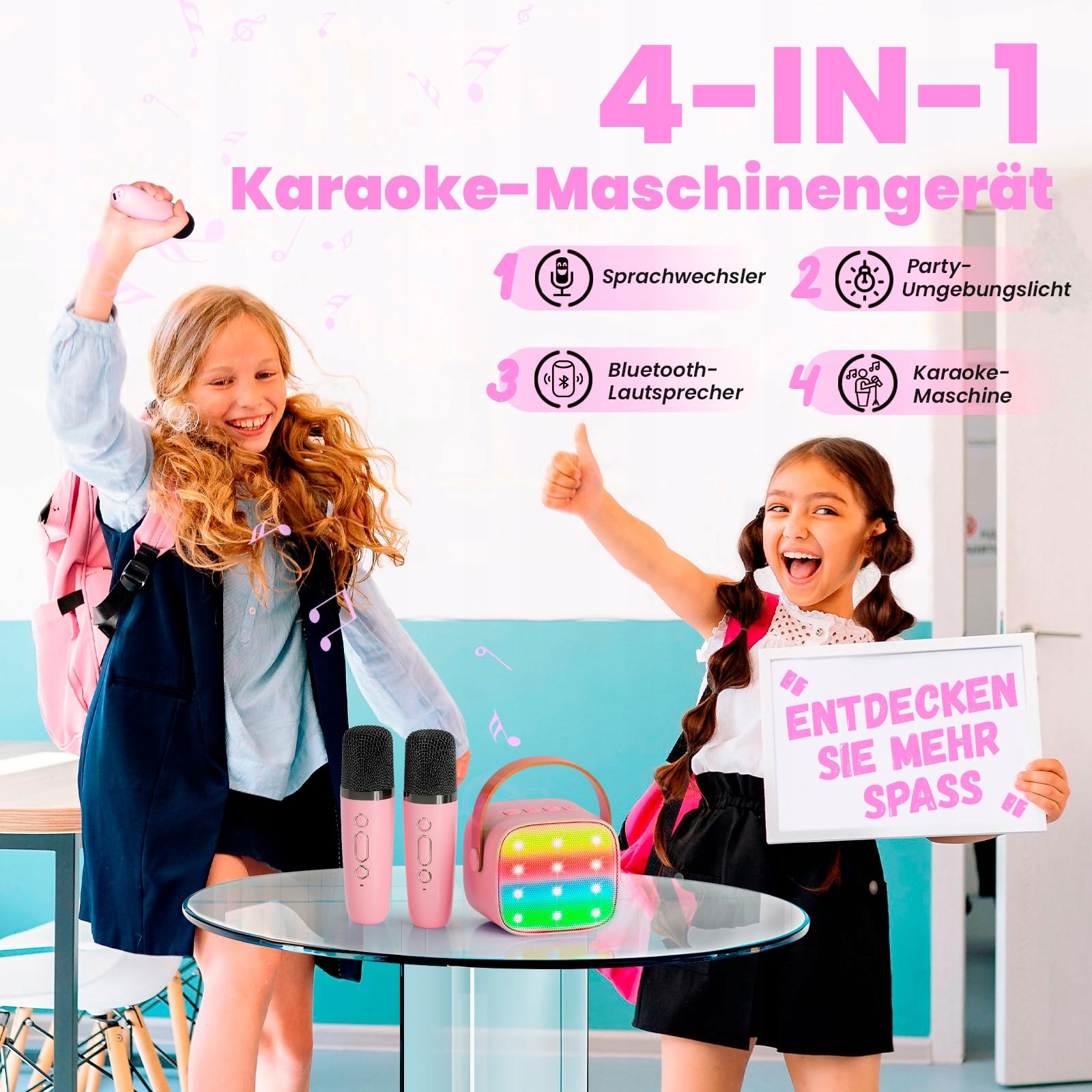 Wowstar Karaoke Zestaw Dla Dzieci Z Mikrofonami Bluetooth Głośnik — miniatura 2