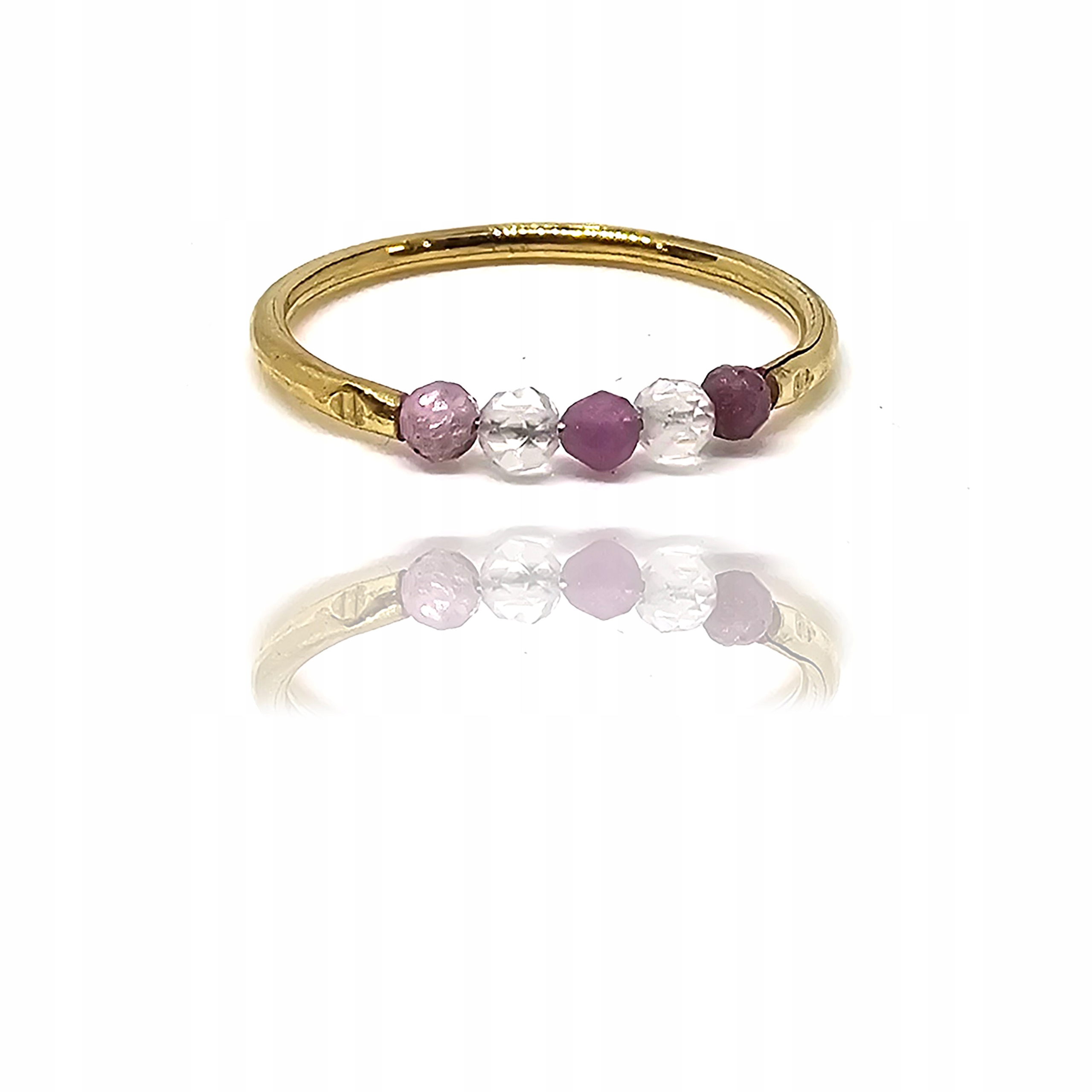 Zlatý prstýnek s rubínem a křišťálovým rubínem rubín 585