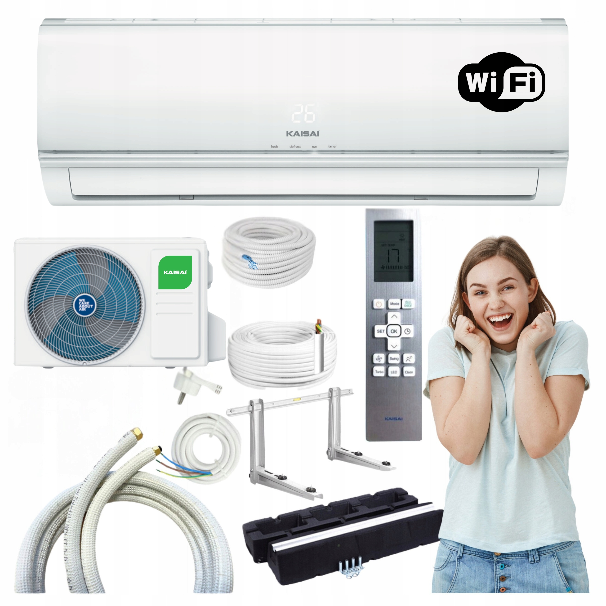 Klimatizácia do domu Kaisai Eco 3,5 kW Model 2025 Wifi Ohrievač Hotová Sada