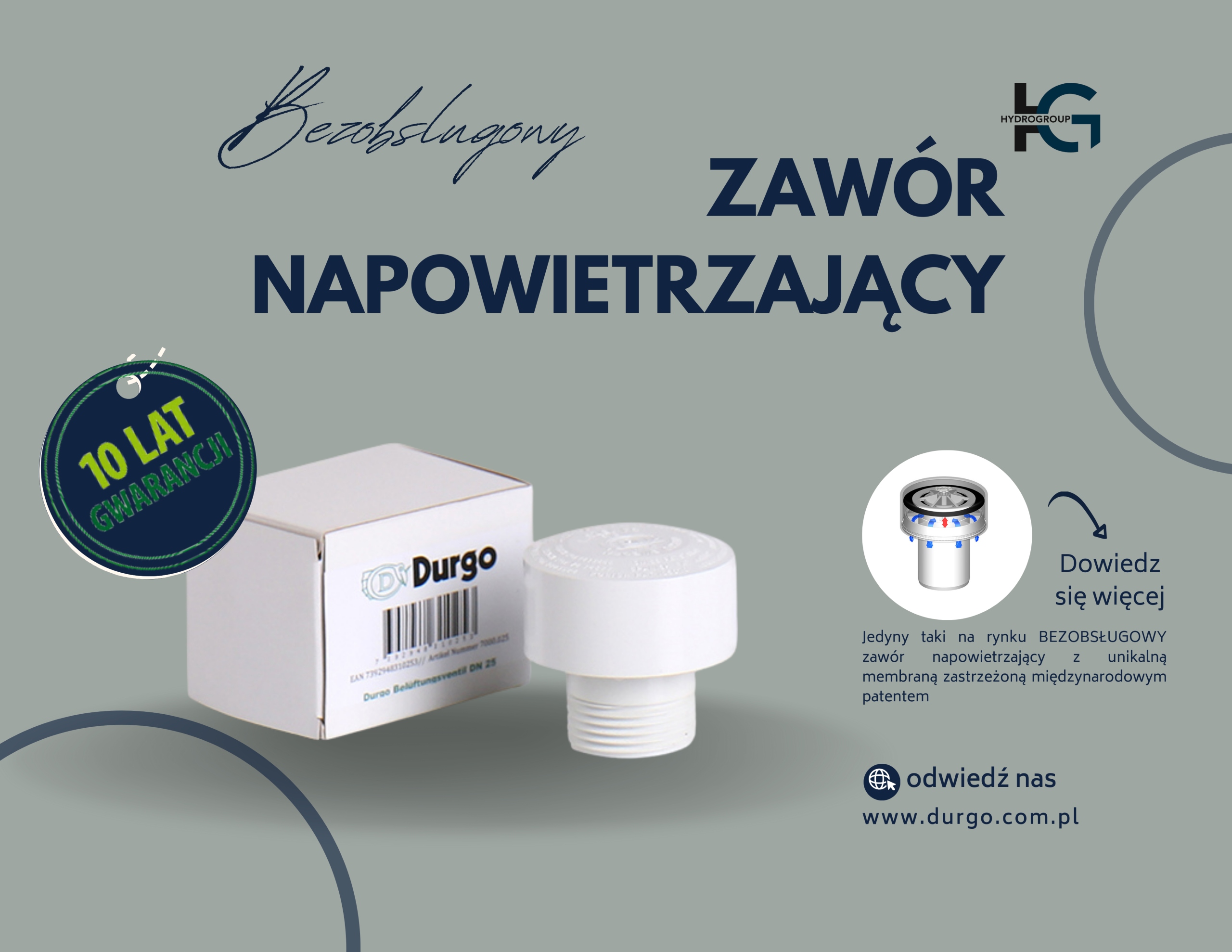 Zawór napowietrzający DURGO DN25, napowietrzacz, 10 lat gwarancji EAN (GTIN) 7392948310253