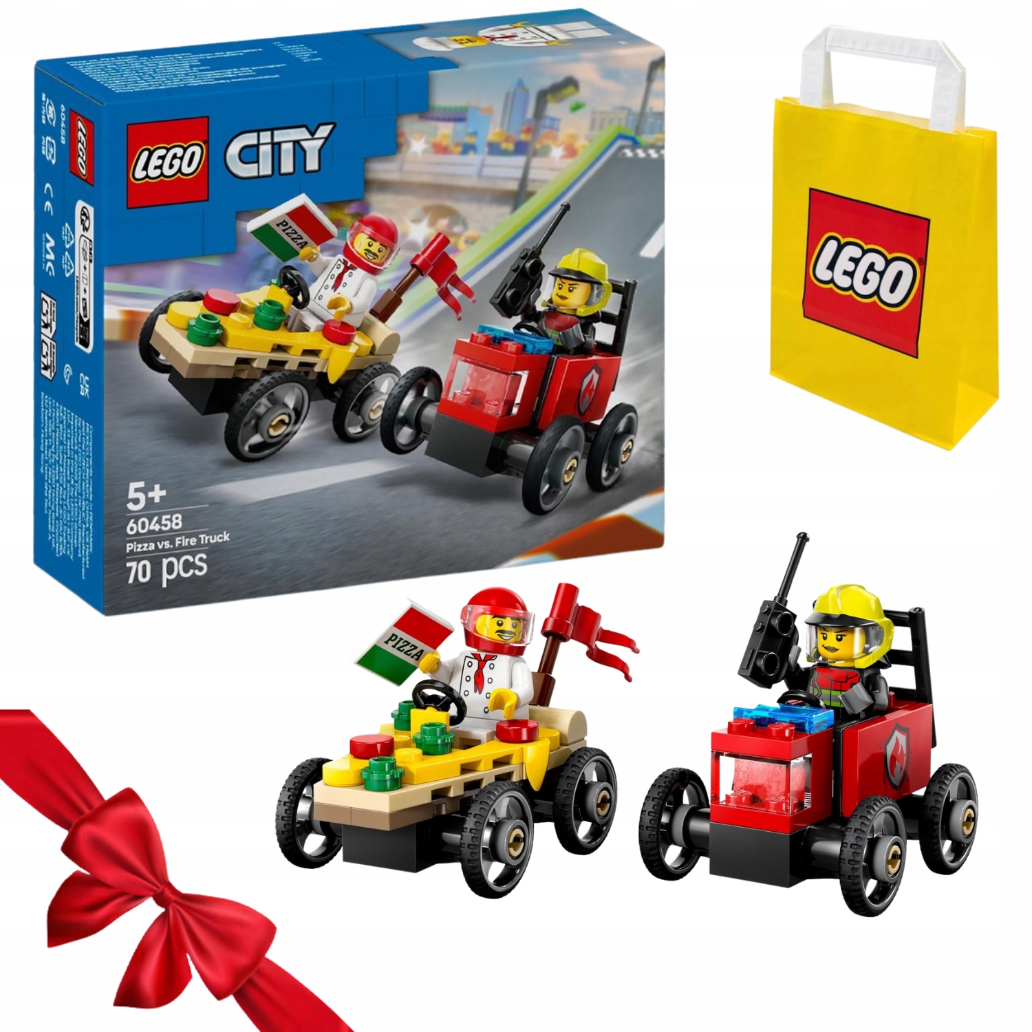 Zestaw Klocki Lego City 60458 Zestaw Wyścigówek: Pizza Kontra Wóz Strażacki