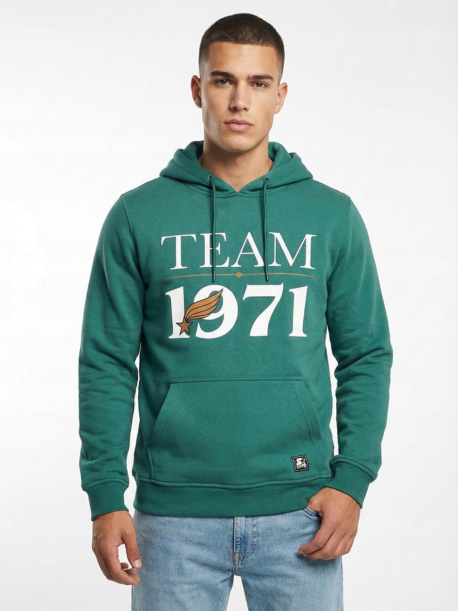 Mikina S Kapucí Zelená Bavlněná Starter Black Label Team 1971 L