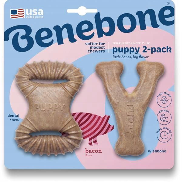 Levně Benebone Puppy Dental Chew Wishbone slanina Xs 2ks