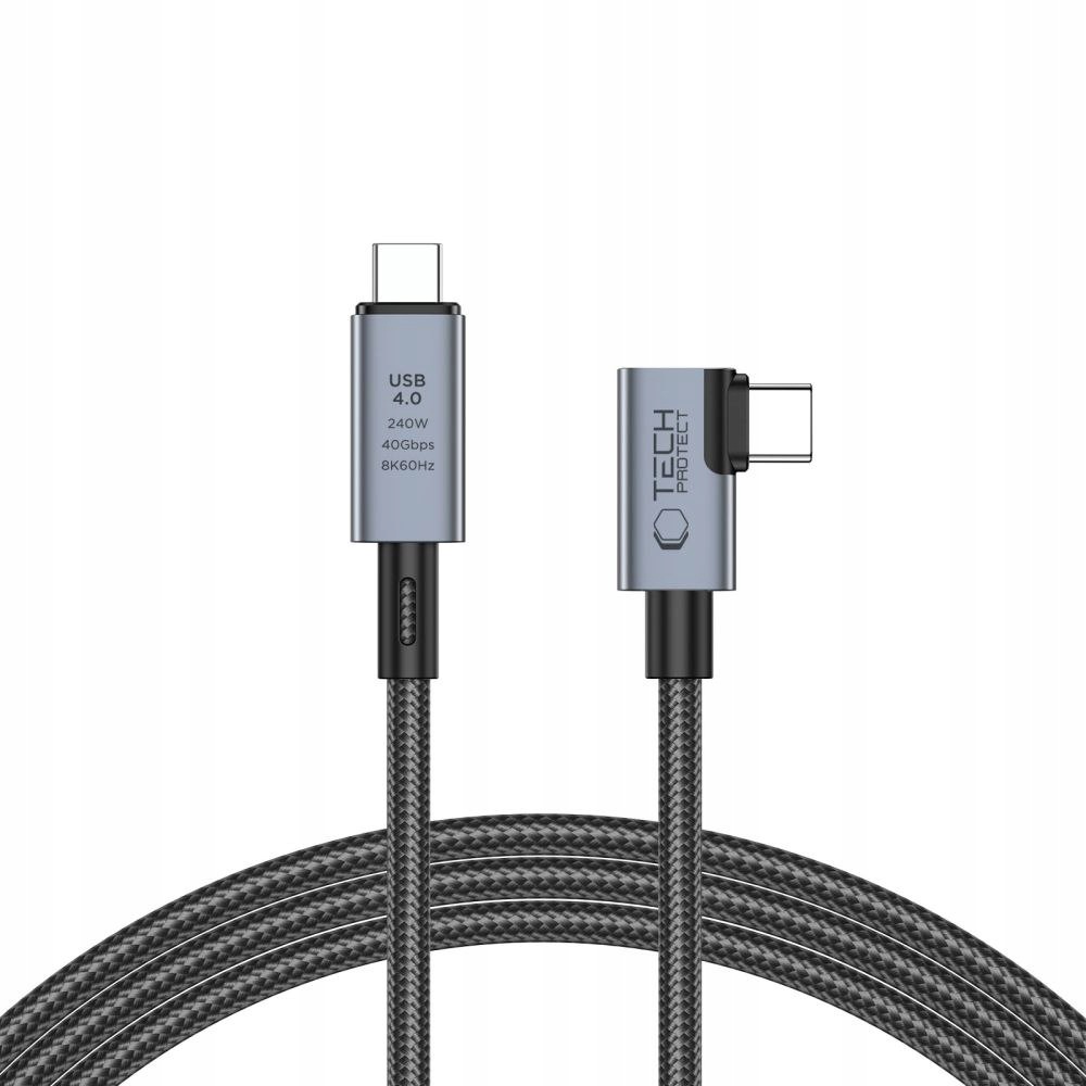 2x Kabel przewód kątowy i prosty Usb-c 4.0 Pd 240W 8K 40Gbps 1.5m szary