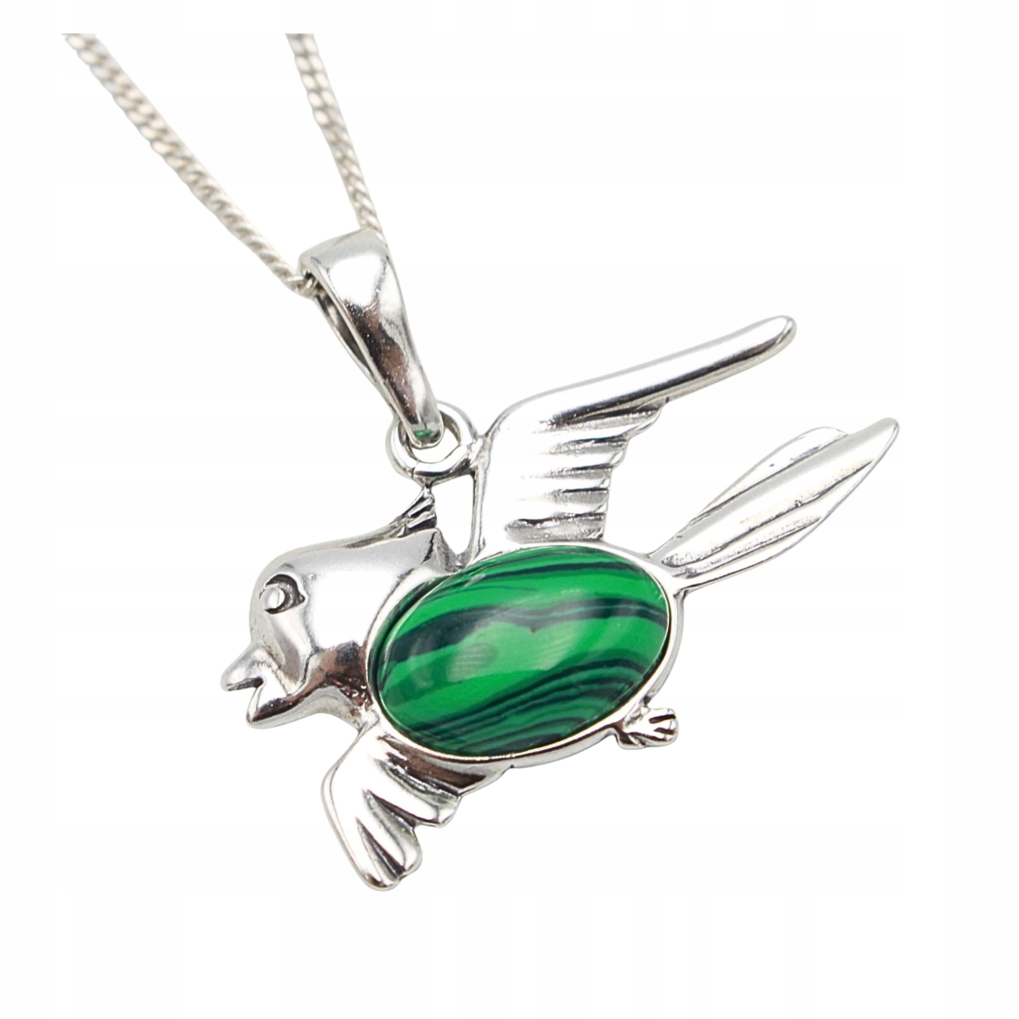 Stříbrný Přívěsek s Malachitem, náhrdelník Malachit