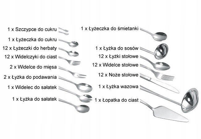 SZTUĆCE Zestaw Sztućców 72 EL MAT SATYNA Walizka Kod producenta KH-3554