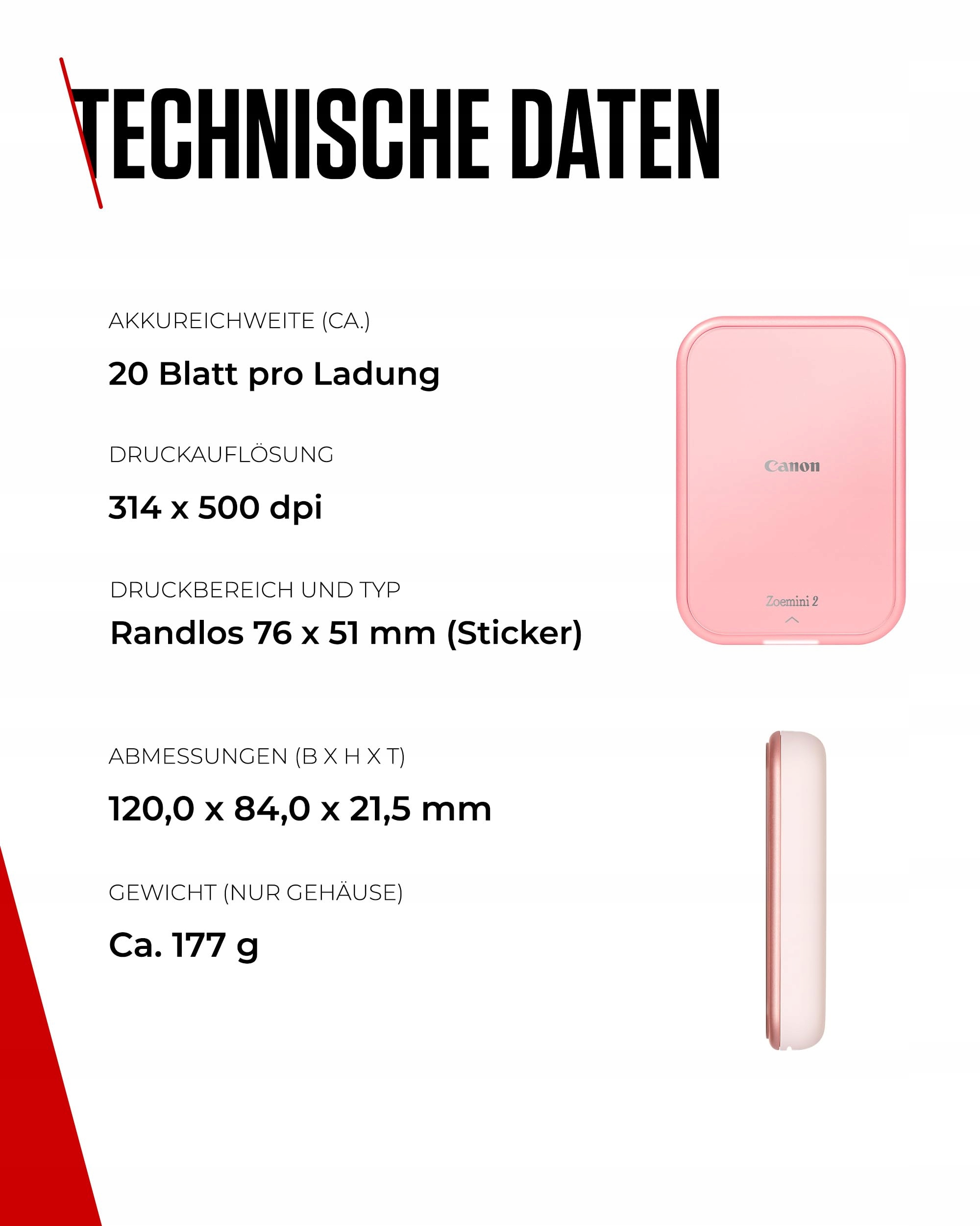 CANON Zoemini 2 Mobile Photo Printer Pink ZINK 30 Sheets — miniatura 6