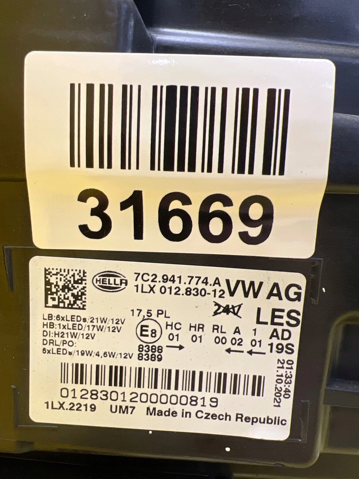 light right front VW Crafter II 2 Man TGE 7C1 Full Led 7C2941774A