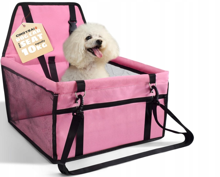 Levně Cimoybai Stabilní růžová skládací autosedačka pro psy