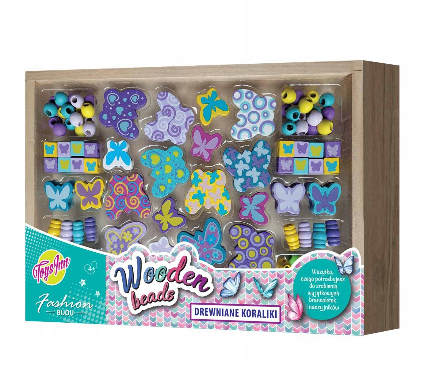 KORALIKI DREWNIANE DUŻE MOTYLE