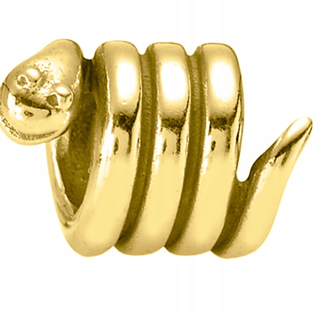 Zlatý Charms Had Snake Zvíře Plaz Zatočený Had Stříbro 925