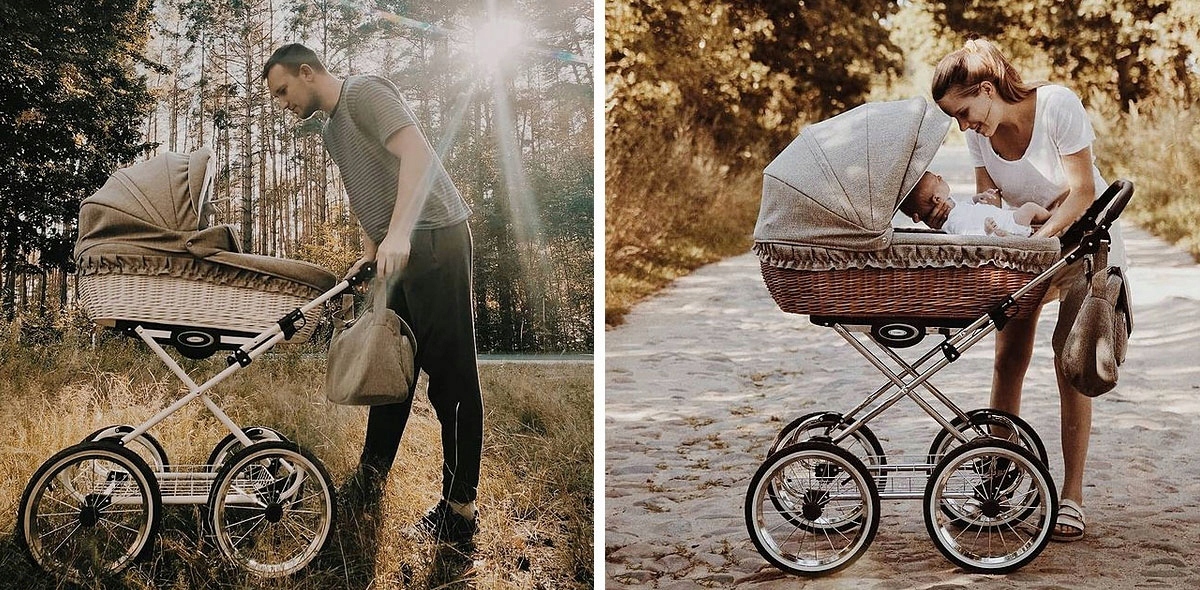 Lonex polski wózek 3w1 biały wiklina Classic Retro Marka Lonex