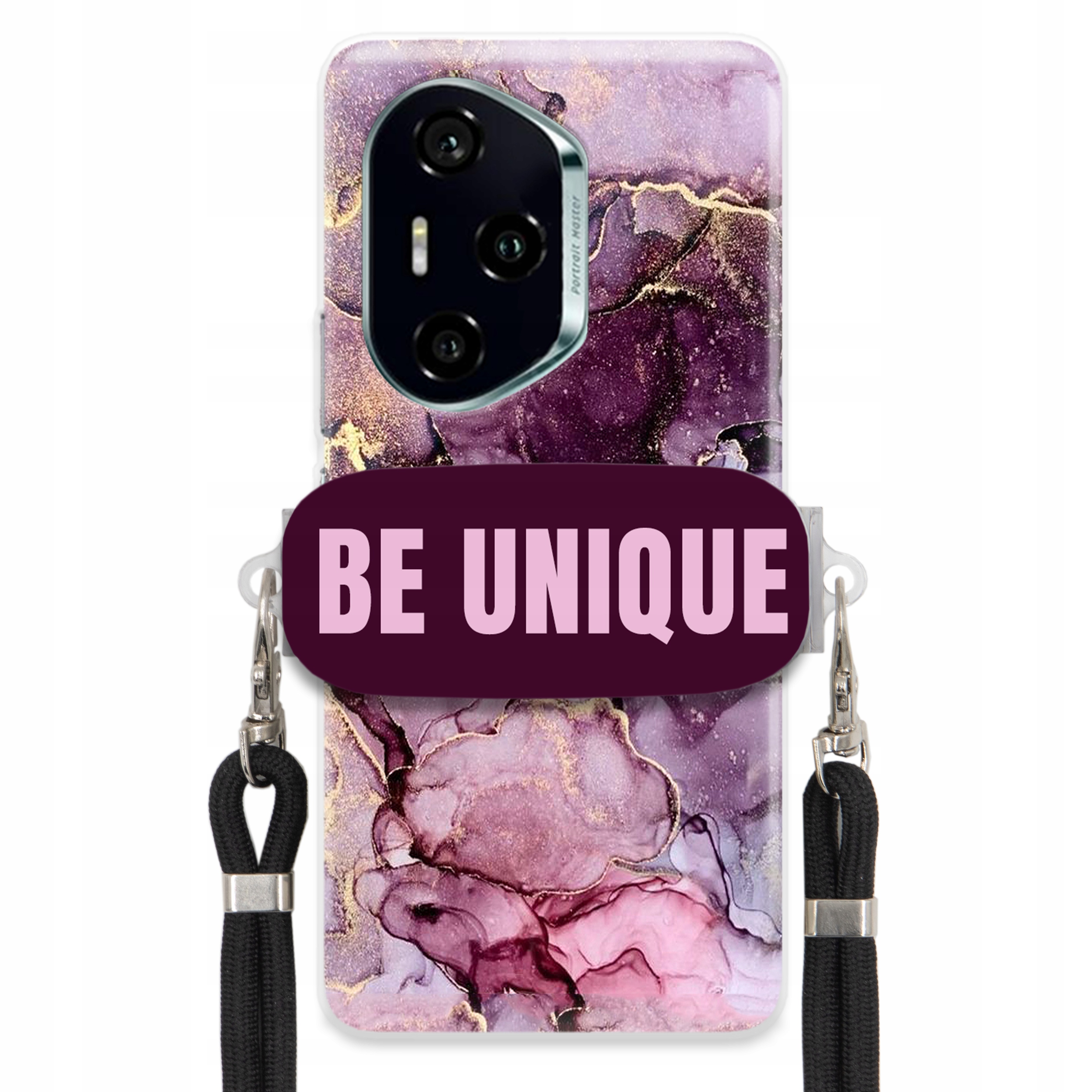 Pouzdro Premium pro Honor 300 Pro Case Uchywt Šňůra Černá Fialová Mramorová