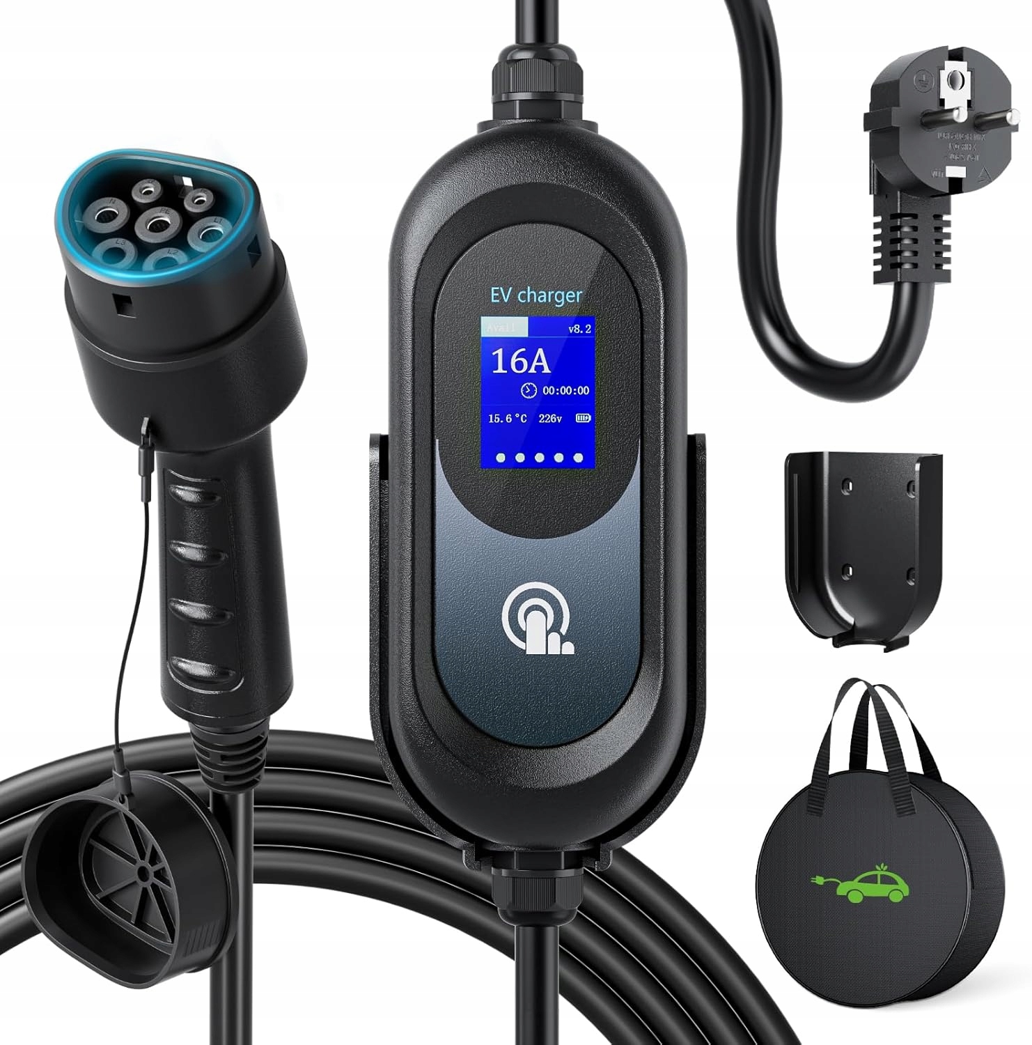 Nabíjačka Pre Elektrické Auto Evjuicion 3,6KW 8-16A Nabíjací Kábel