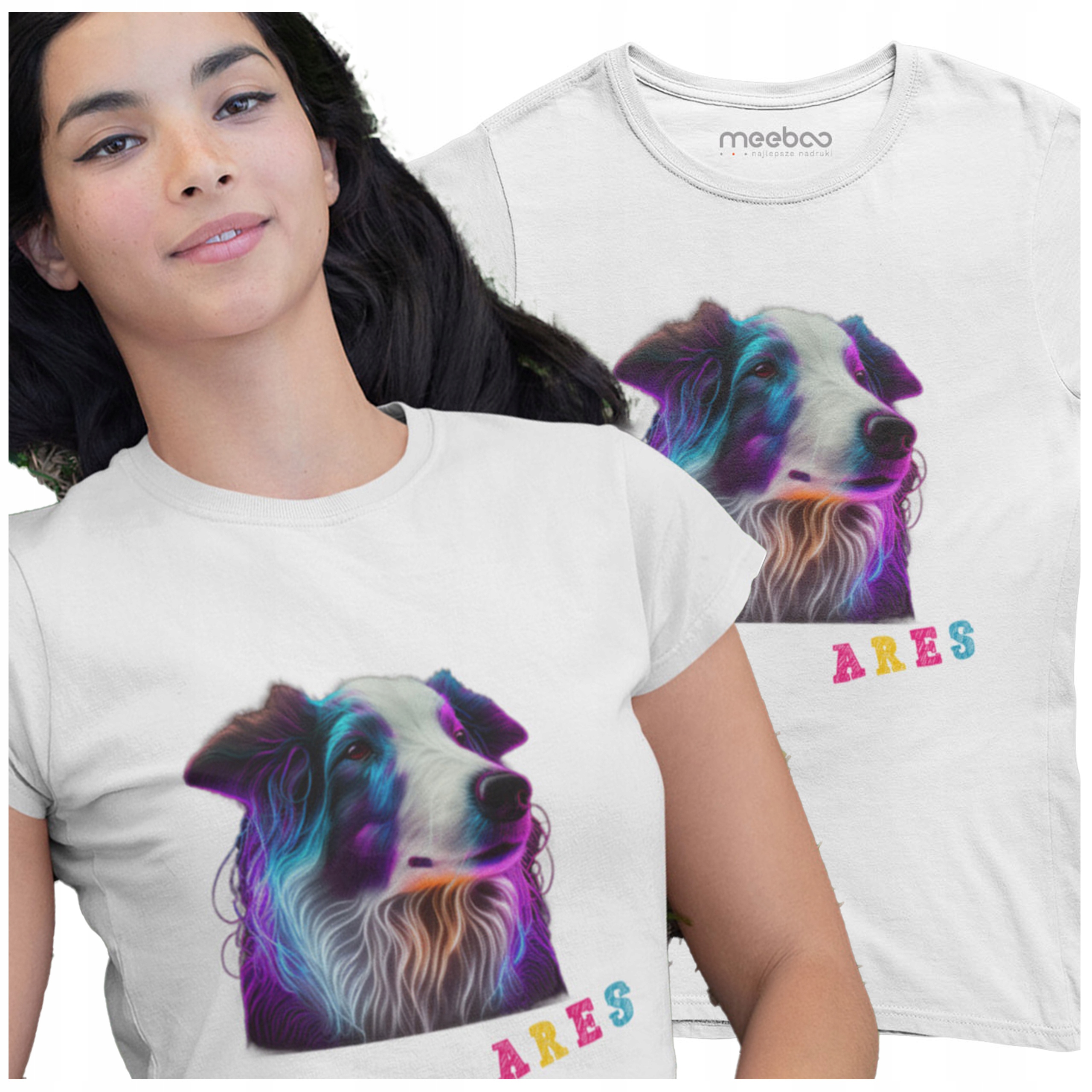 DÁMSKE TRIČKO TRIČKO S PSOM A AKÉKOĽVEK MENO NEON