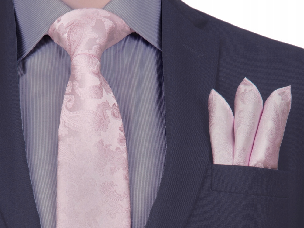 ŻAKARDOWA POSZETKA + KRAWAT Męski Wypustka 30x30cm do Garnituru poK92