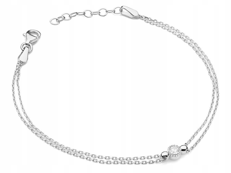 Zlatý náramek z bílého zlata 585 s diamantem, elegantní dámský dárek 14k