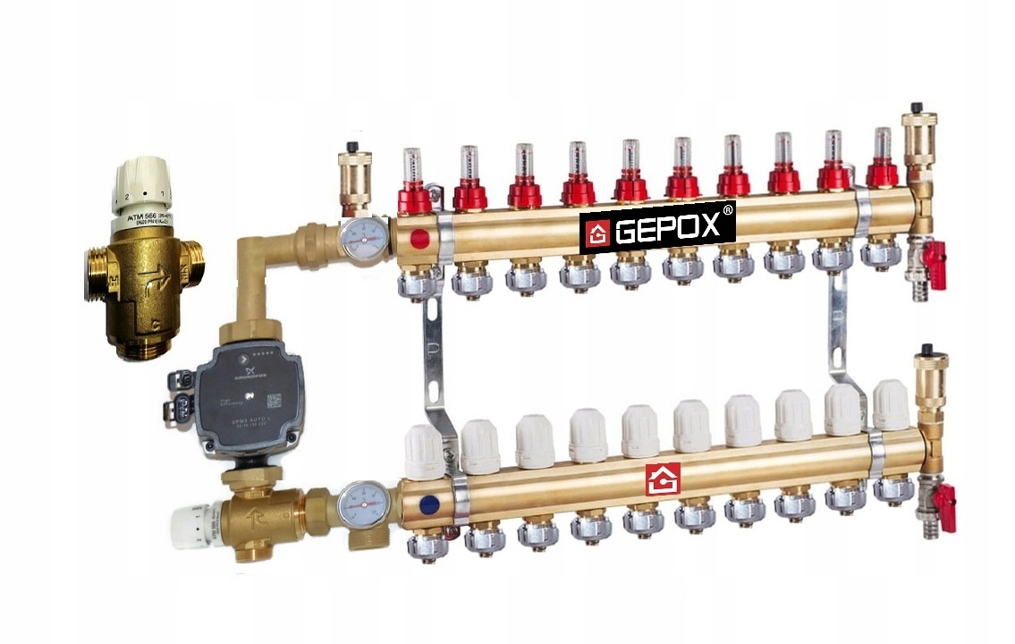 Rozdzielacz 10 z Grupą Pompową do Podłogówki
