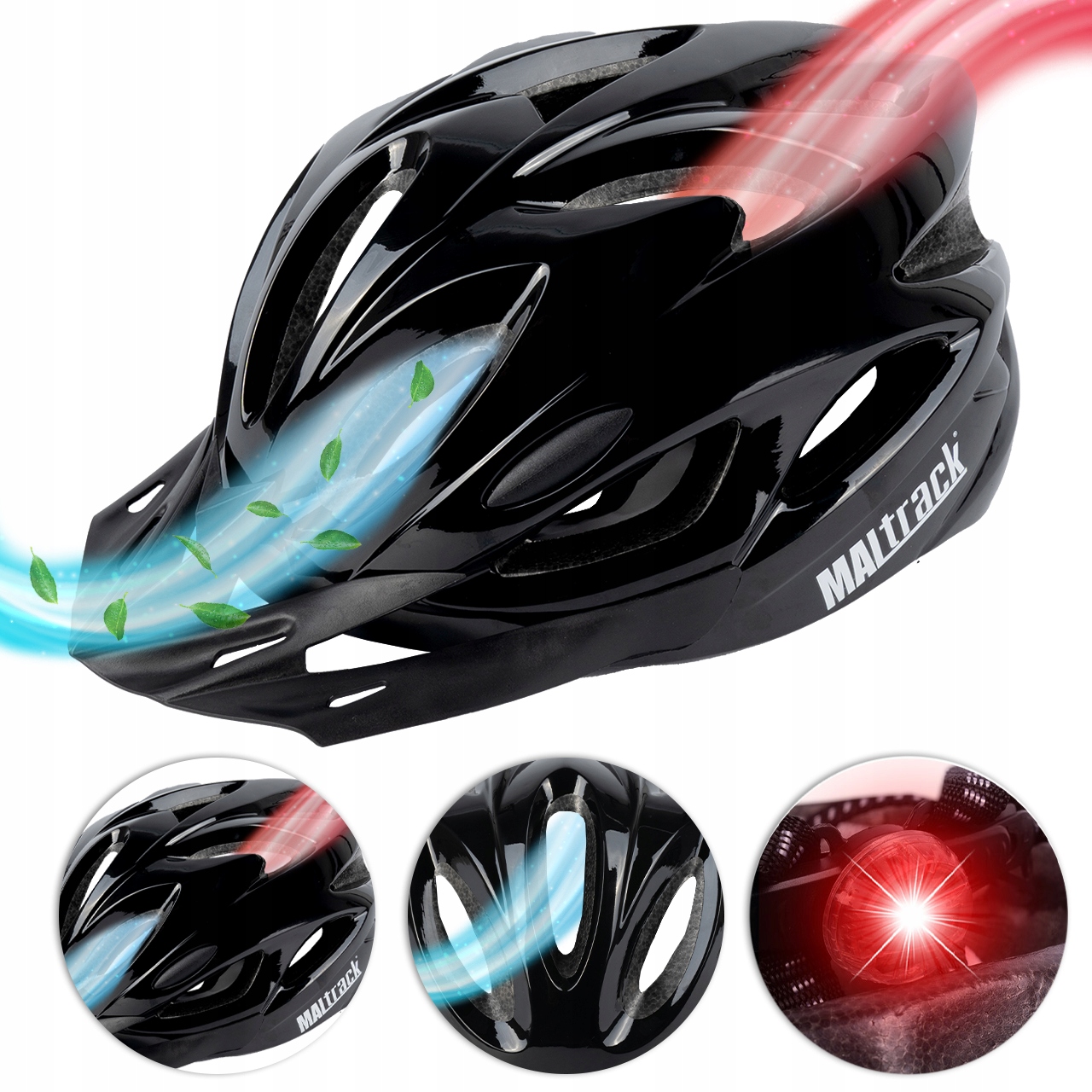 KASK ROWEROWY NA ROWER MĘSKI DAMSKI REGULOWANY WYGODNY 57-62 LAMPKA MTB Typ kasku MTB