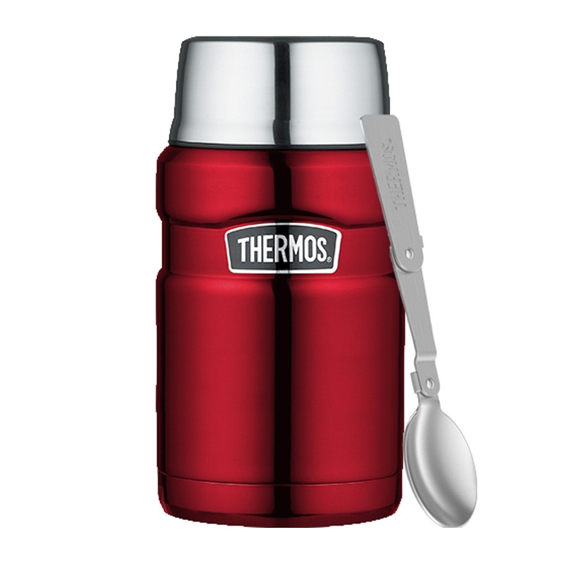 Thermos termos obiadowy ze składaną łyżką 710 ml czerwony