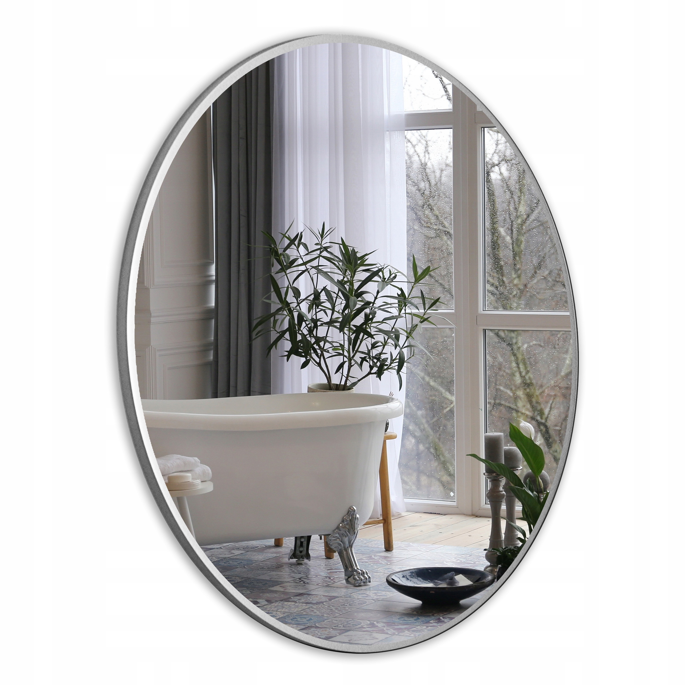 LUSTRO SREBRNE OKRĄGŁE 70 WĄSKA ALUMINIOWA RAMA LOFT EAN (GTIN) 5902308341081