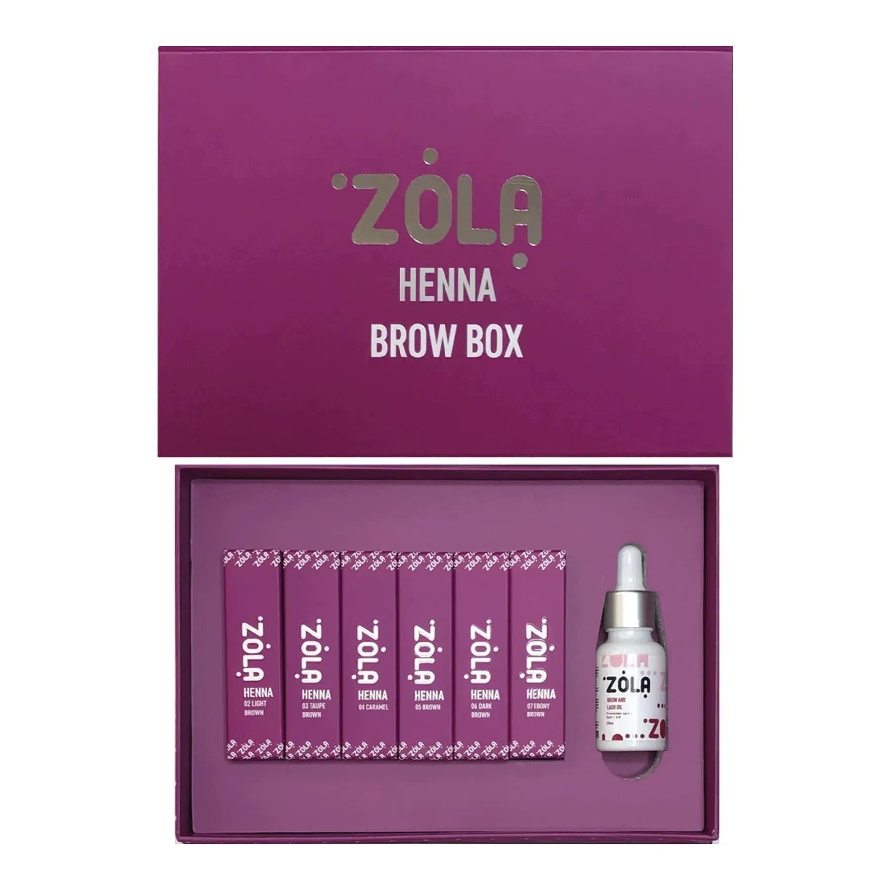 Sada henny na obočí Zola Barva Brow Box, 6 x 5 g