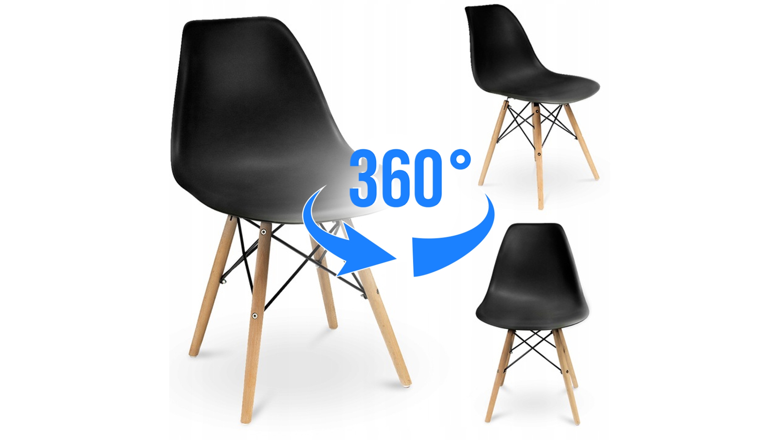 4 x KRZESŁO SKANDYNAWSKIE do KUCHNI salonu JADALNI Kolor obicia czarny