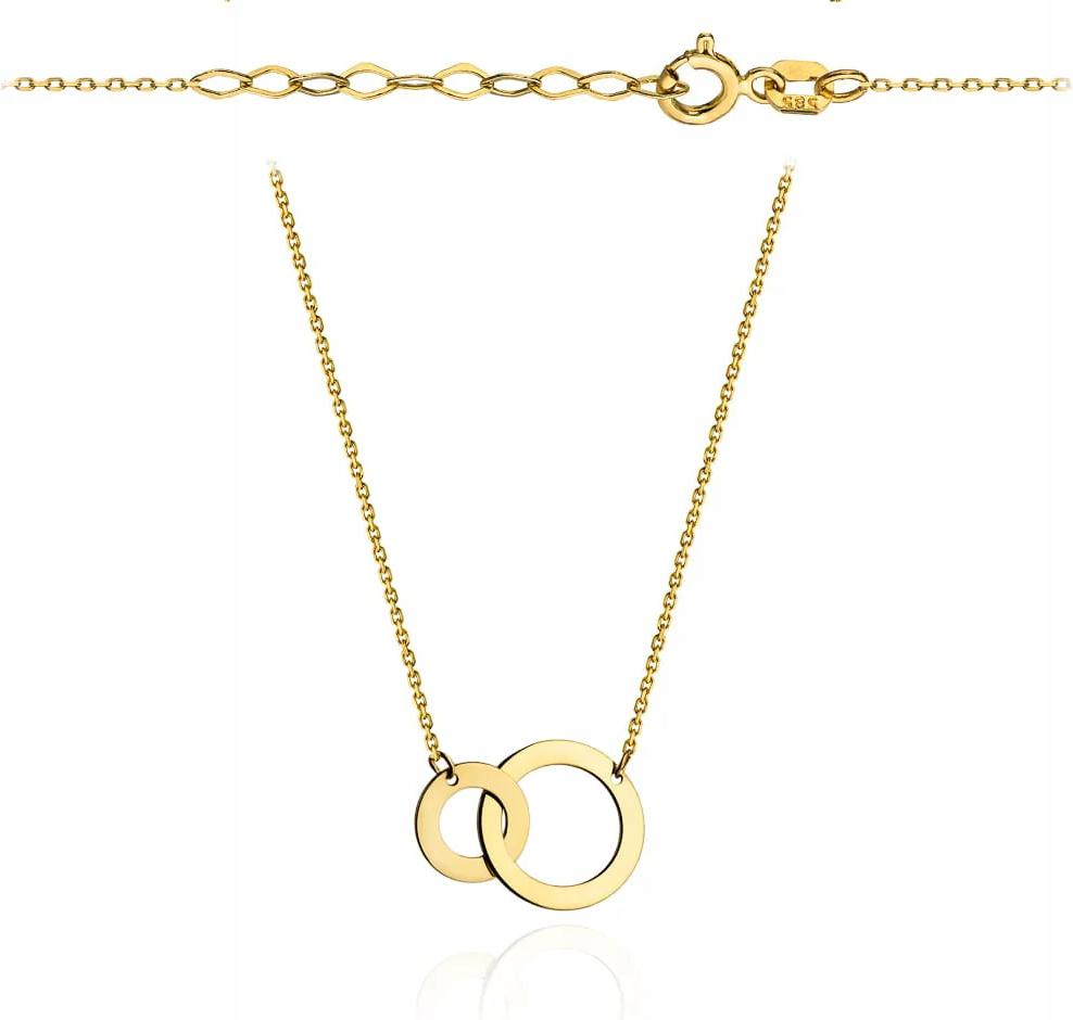 Zlatý řetízkový náhrdelník 585 klanovka dvě propletená kolečka kroužky