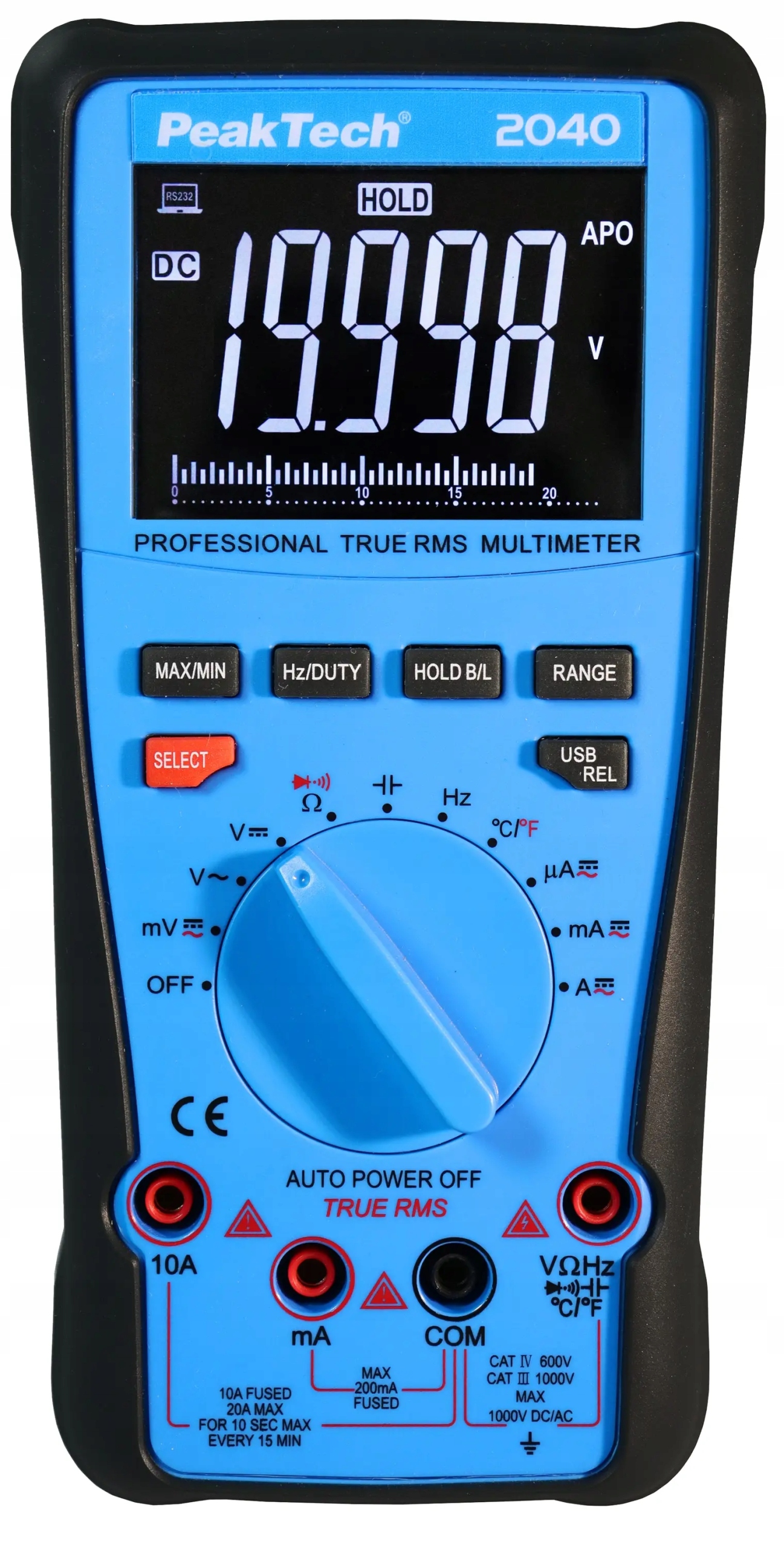 Multimetr cyfrowy 20A 1000V USB DCV PeakTech 2040