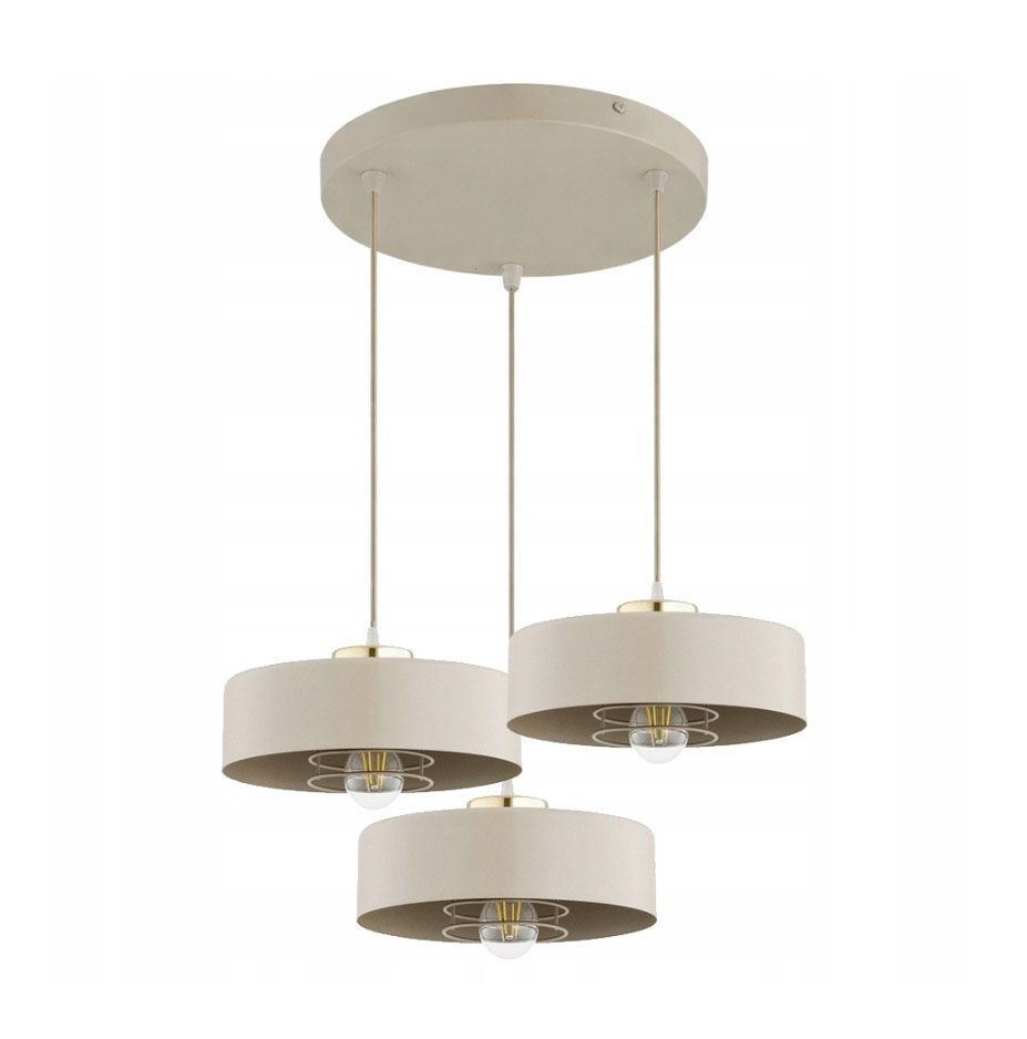 Sisu lampa wisząca 3xE27 beżowa z złotem 40cm