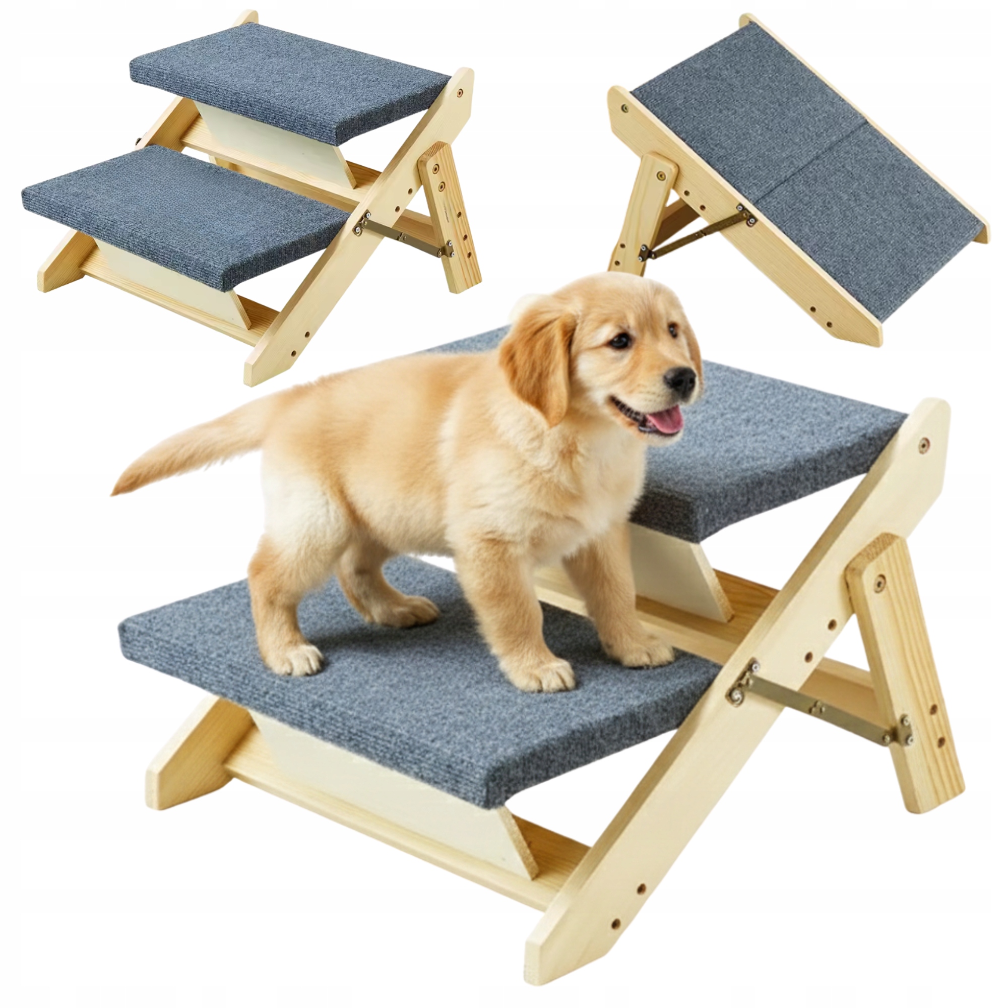 Levně Schůdky Rampa Pro Psa 2v1 Schody Plošina Stupně 33 CM Stabilní Dřevěná