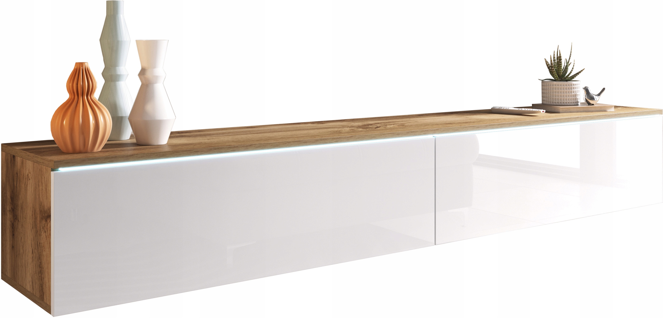 

szafka Rtv wisząca półka Tv 180 cm wotan/ biały