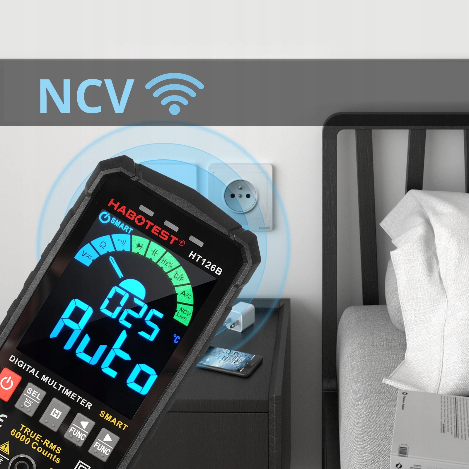 CYFROWY MULTIMETR UNIWERSALNY CZYTELNY EKRAN NCV RMS LIVE TEST LATARKA LED Stan opakowania oryginalne