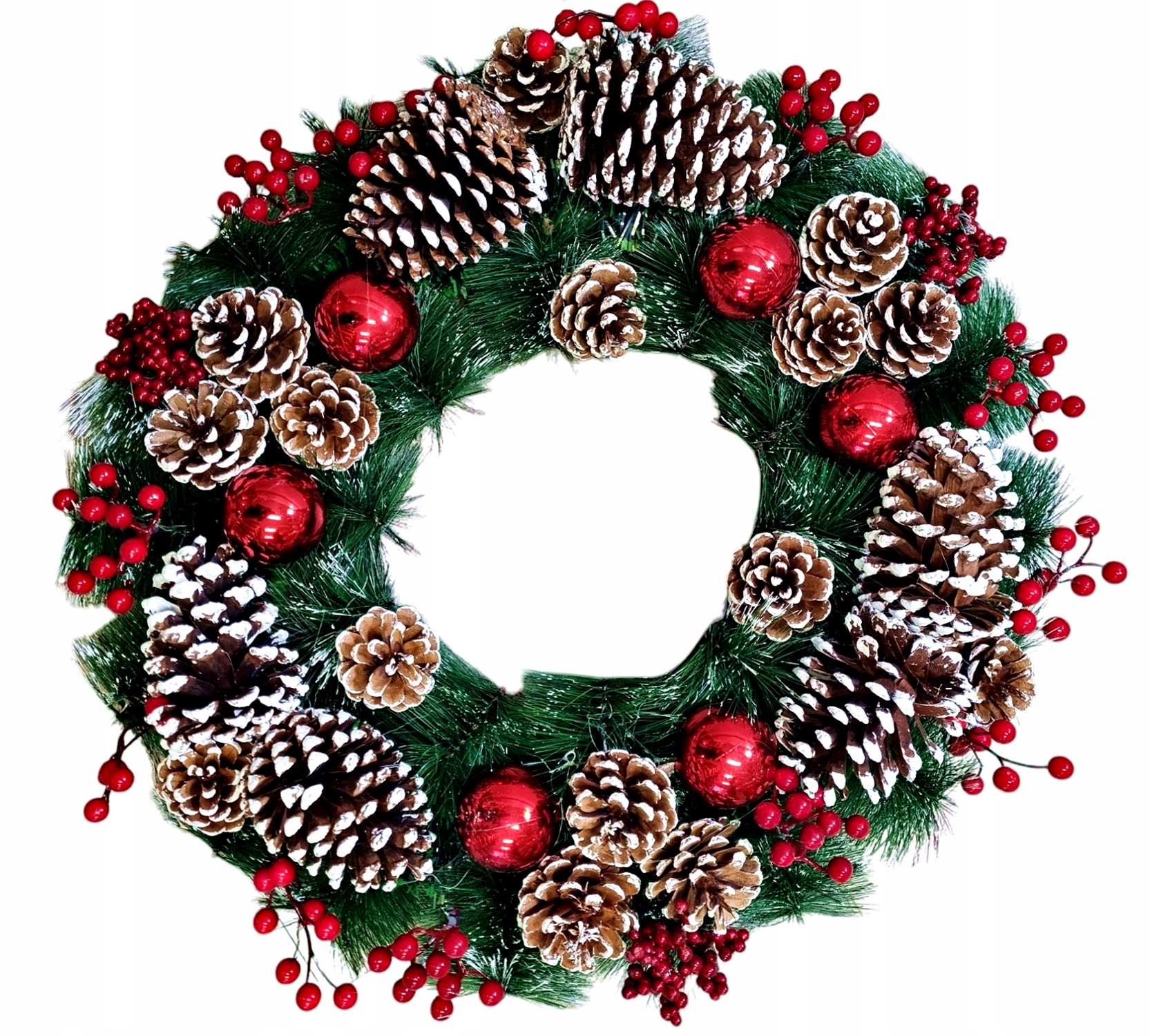 Vánoční Věnec Velký Šiška 9262 Umělá Vánoční Ozdoba 60 CM červená