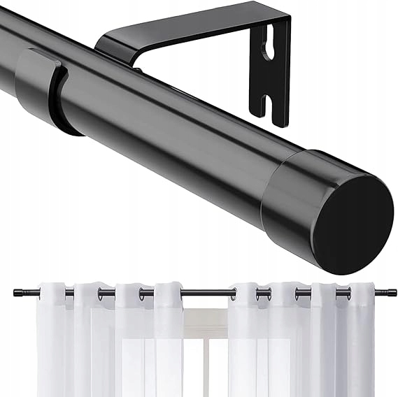 Tyč Na Záclony 76-157 CM Do Okna S Knoflíky Pro Okap A Sadou Držáků