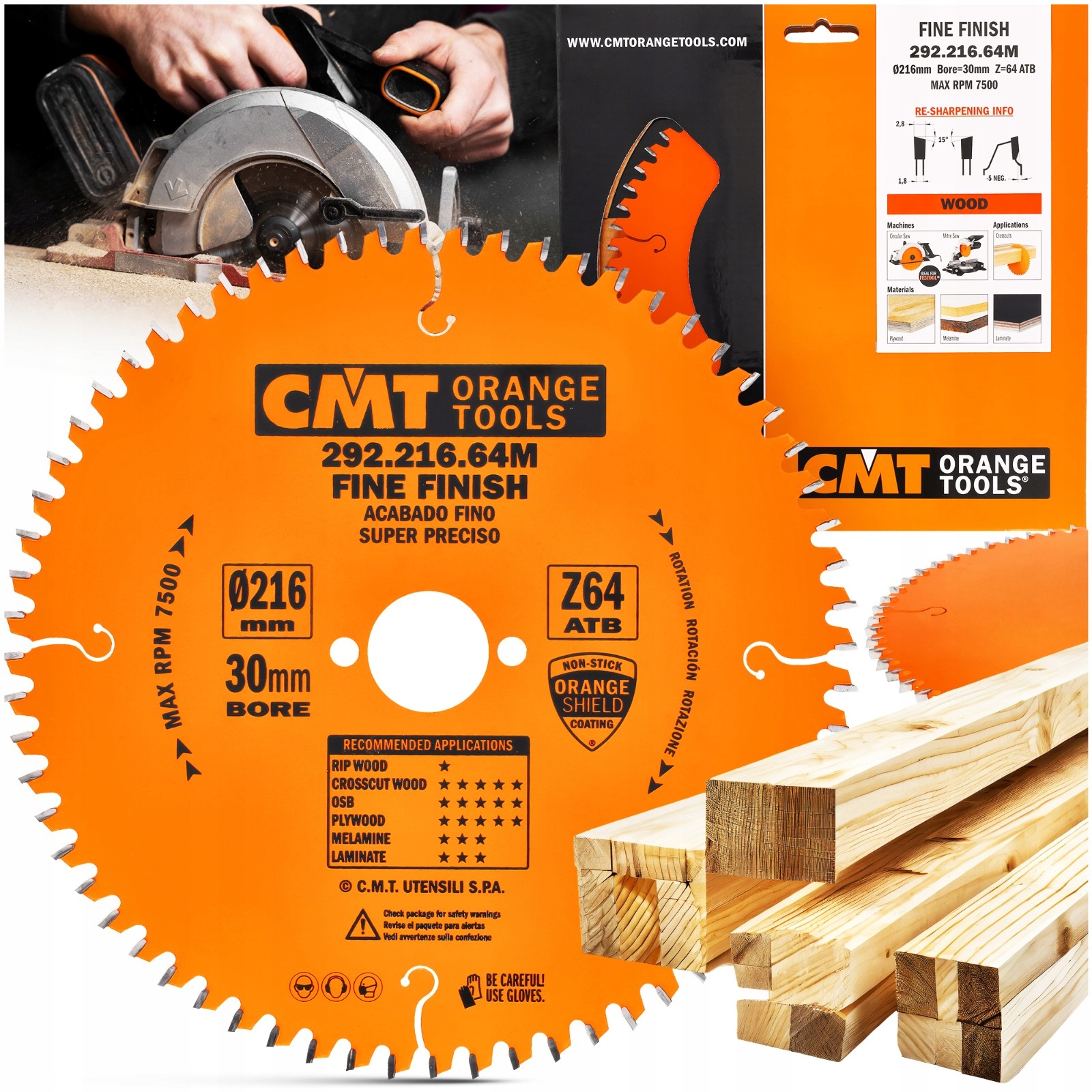 Kotouč Na Řezání Dřeva Příčná řezací pila 216x30mm 292.216.64M Cmt