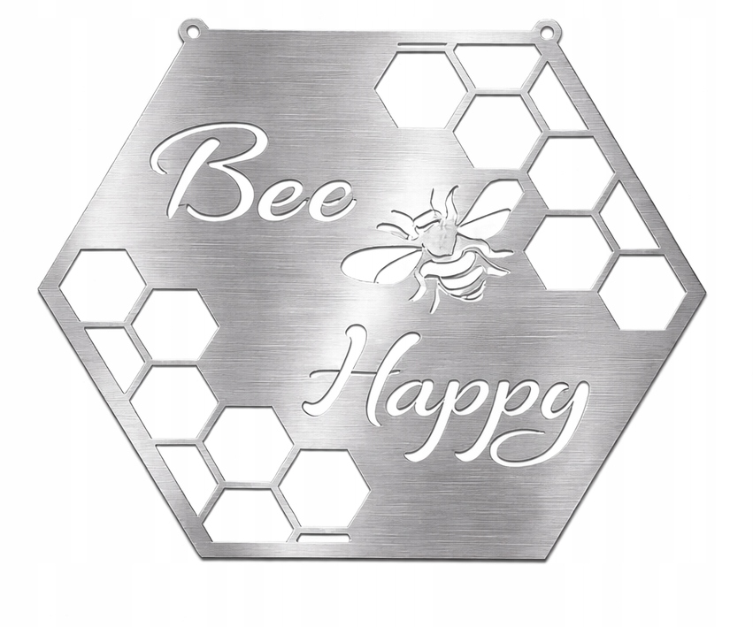 Nástěnná ozdoba Bee Happy 35x31 cm nerezová ocel 1,5 mm medová plástev