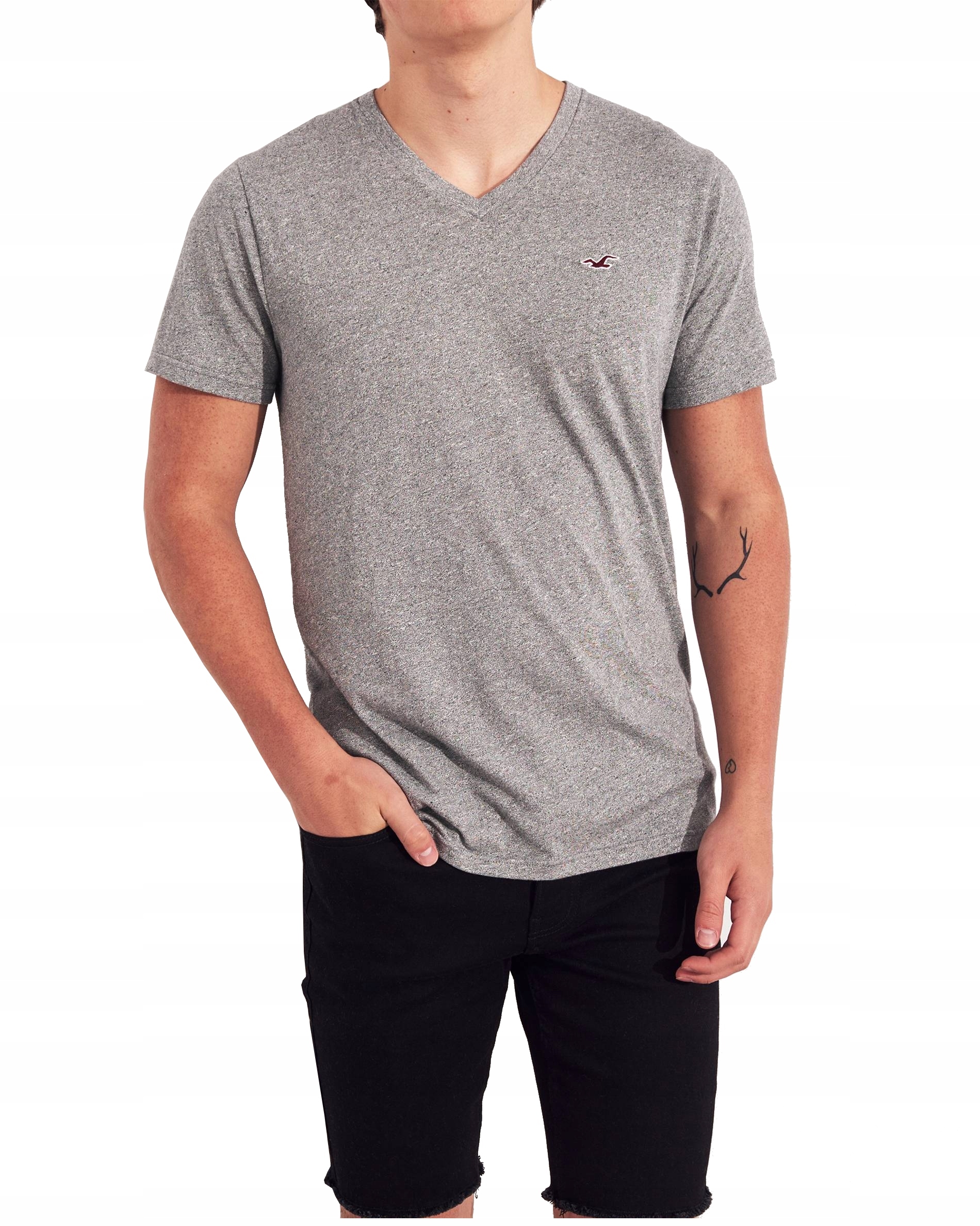 

Hollister California Szary Tshirt Serek _ L