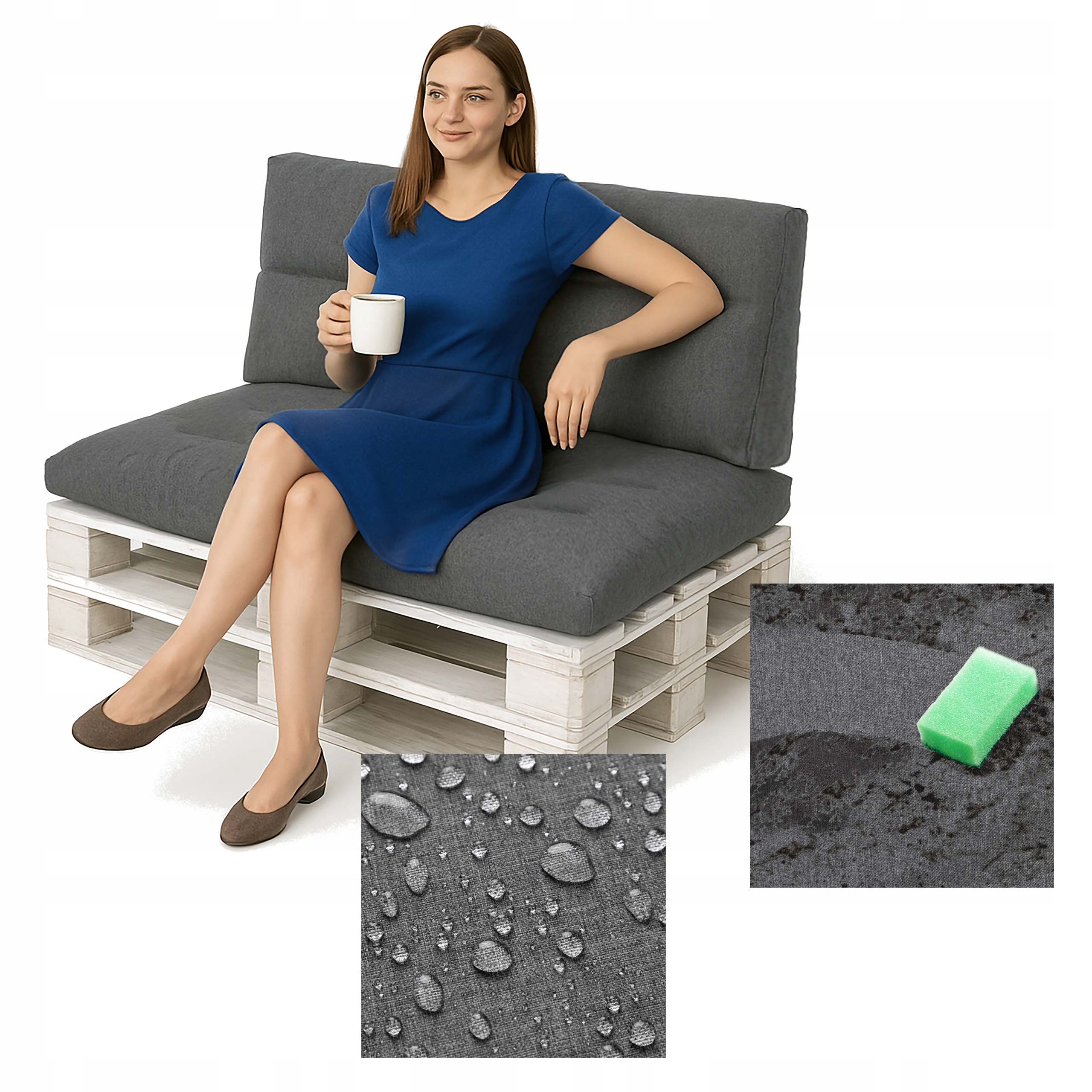 Poduška Na Palety, Sada vankúšov na nábytok z paliet, Vodotesná, 120 x 80 cm