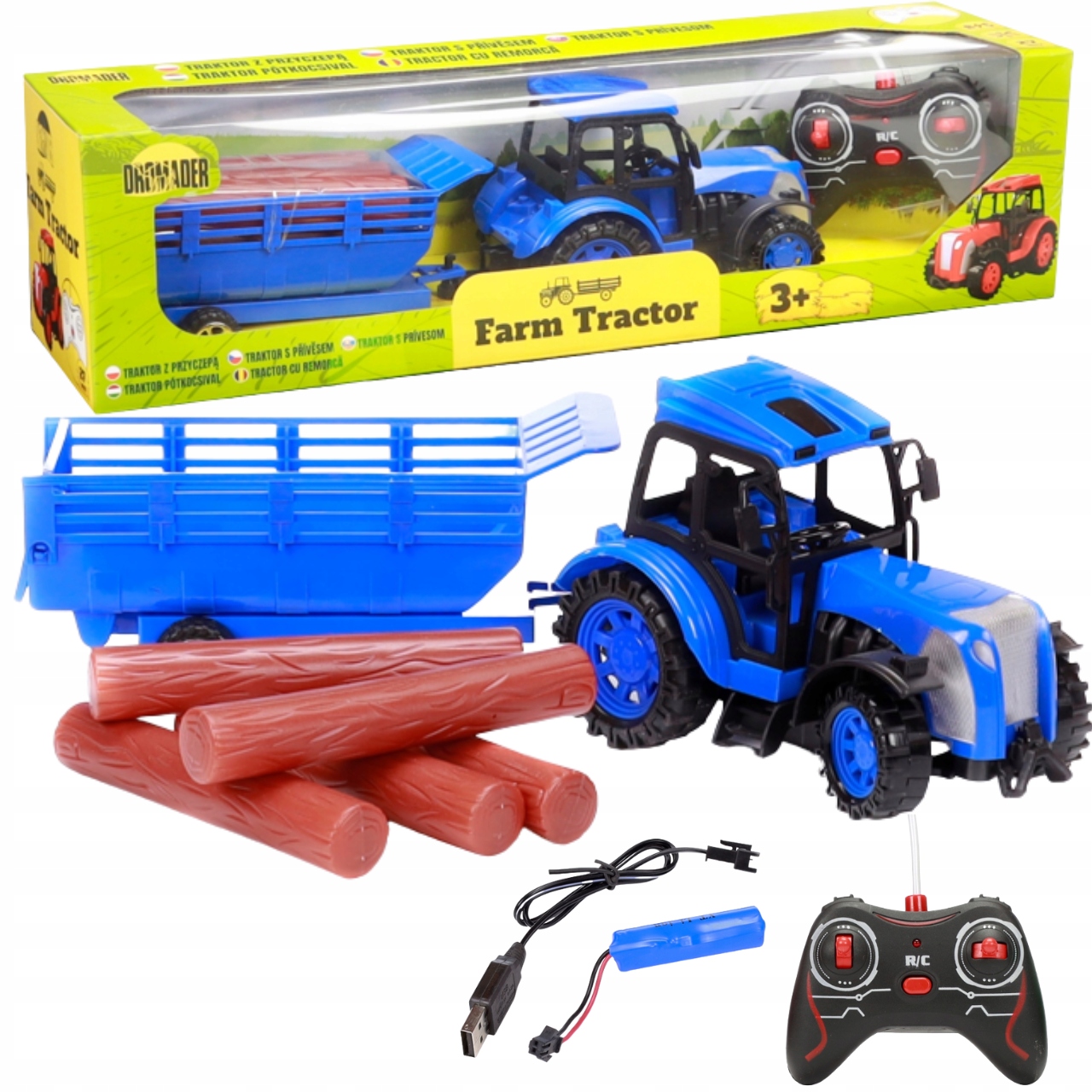 

Duży Zdalnie Sterowany Traktor z Przyczepą Aku