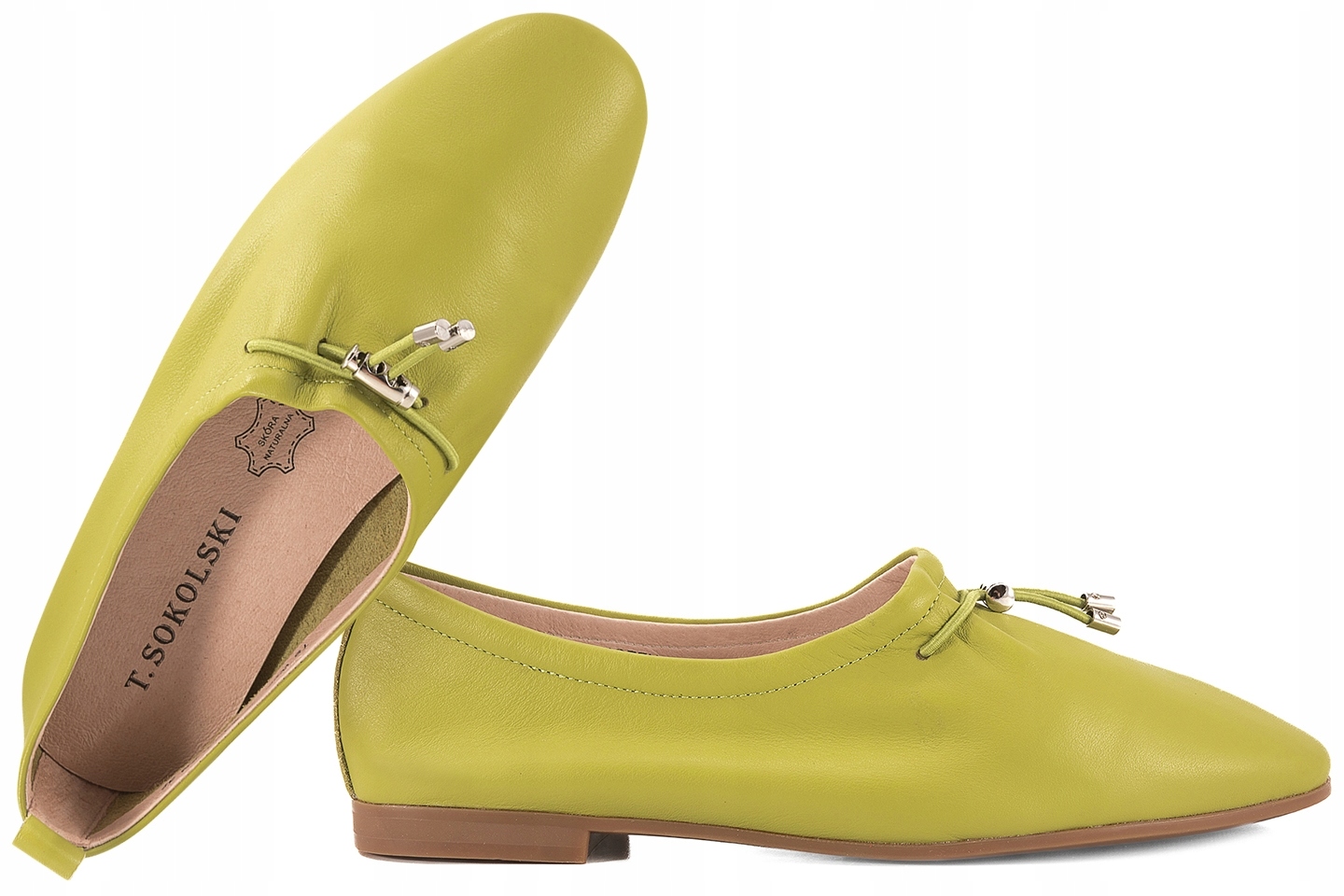 T.sokolski Ts W26-236 Baleríny Dámské Kožené Polobotky Vsuvky seledin 36